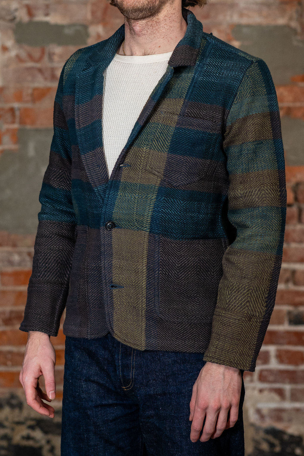 Indi + Ash Study Jacket - Handspun Herringbone Blanket Plaid