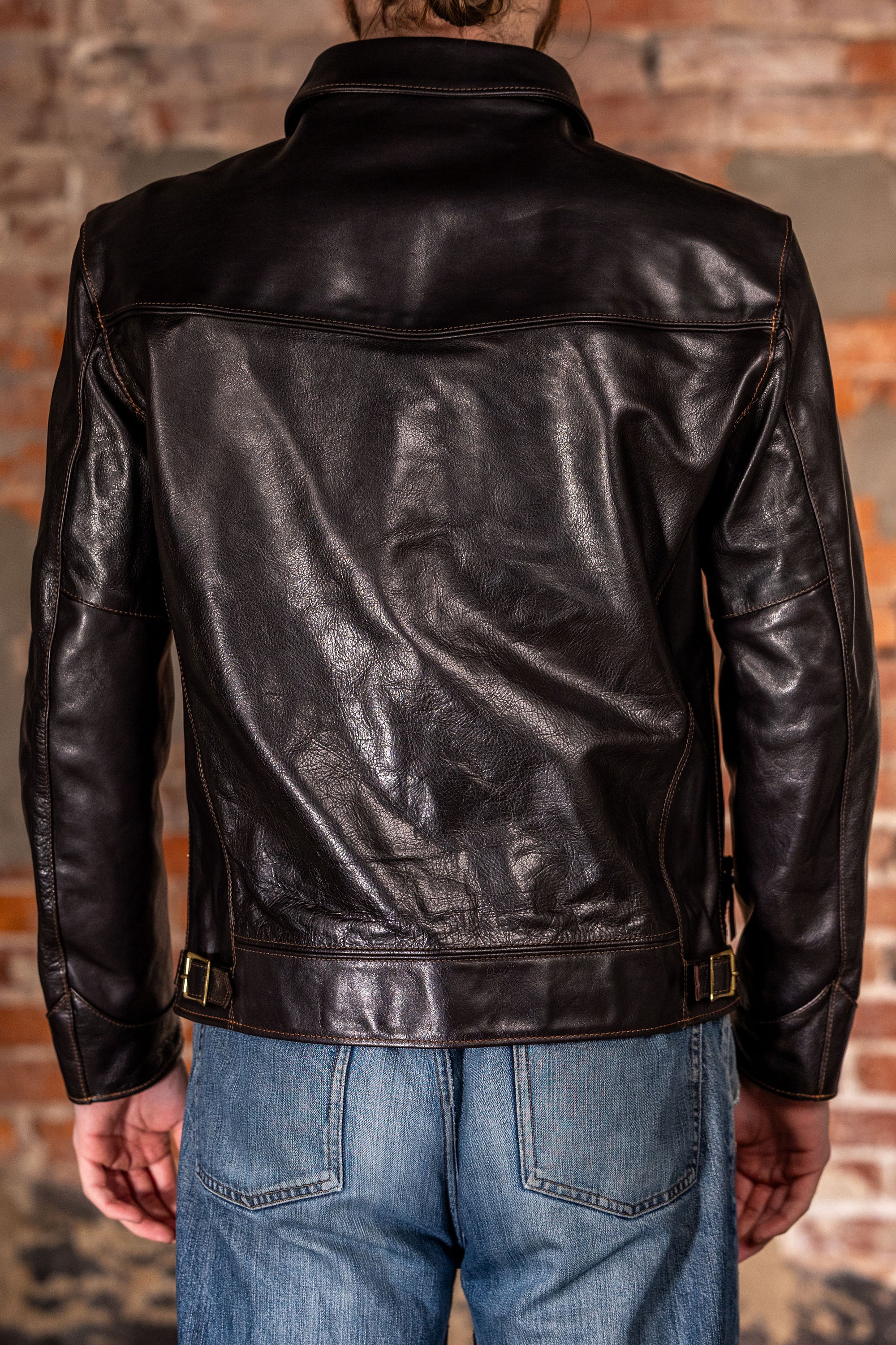 The Flat Head FN-LJ-HS001 Horsehide Single Riders Jacket - Black