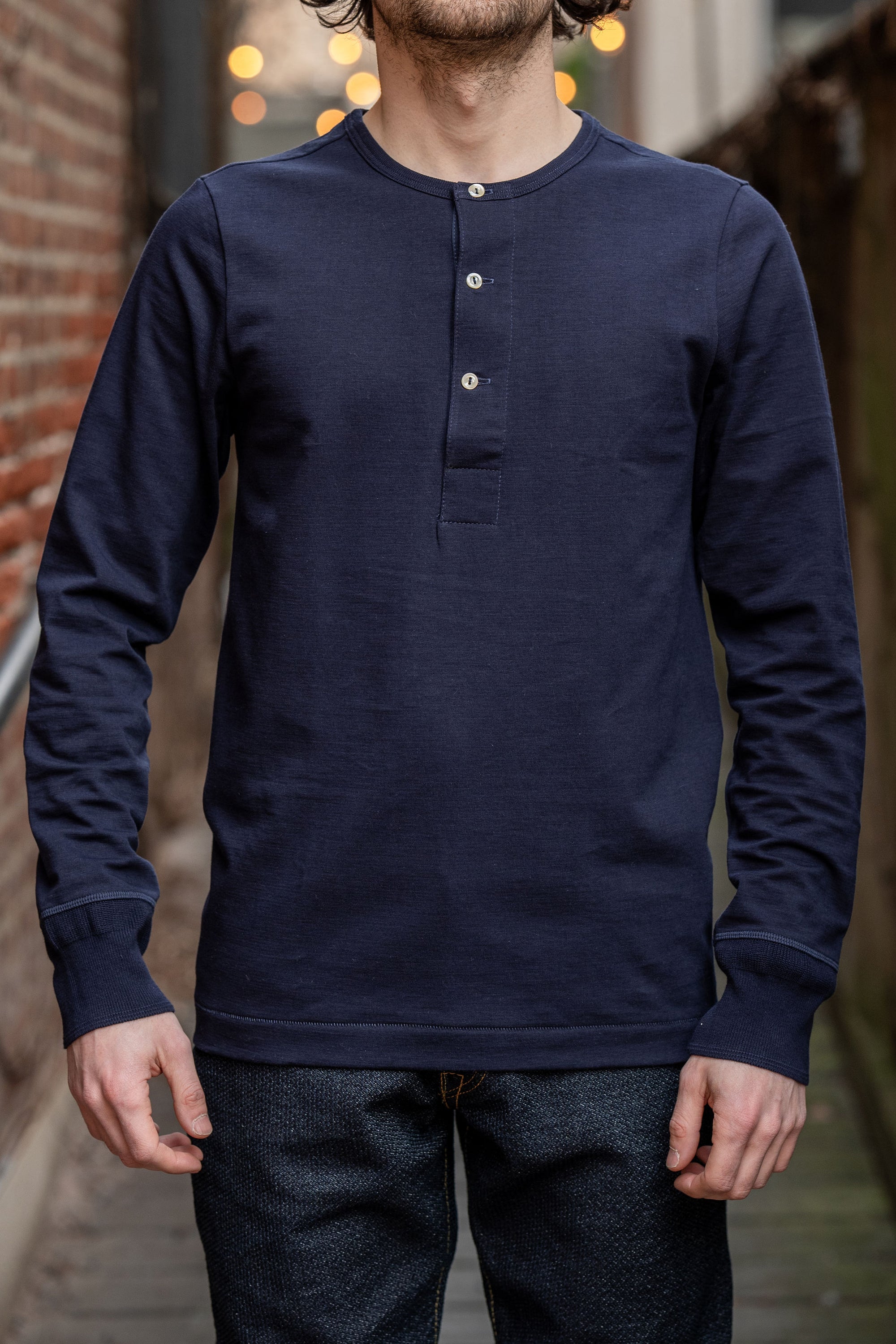 Merz b. Schwanen 206 Henley Long Sleeve - Ink Blue