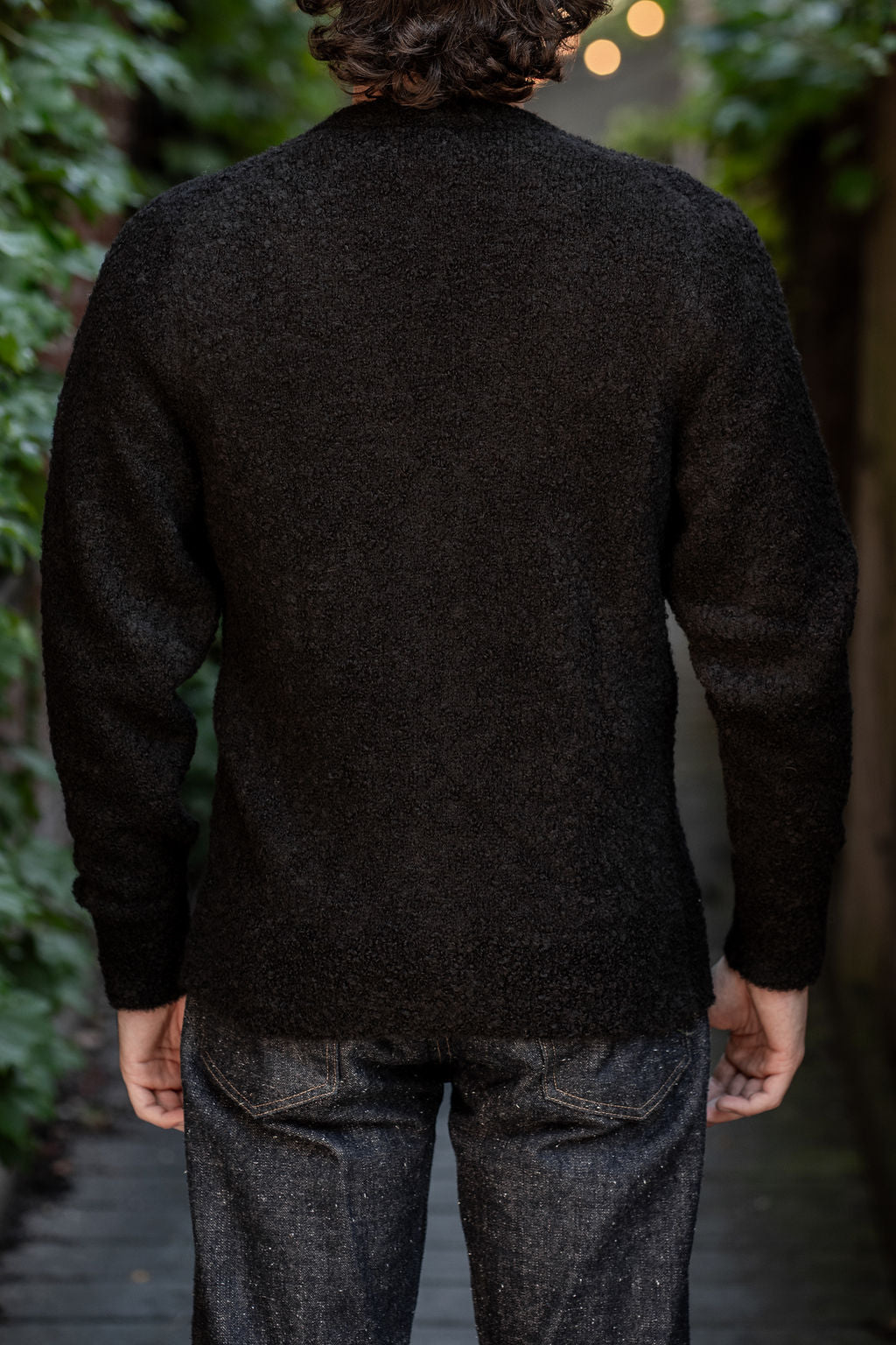 3sixteen V-Neck Cardigan - Black Boucle Alpaca