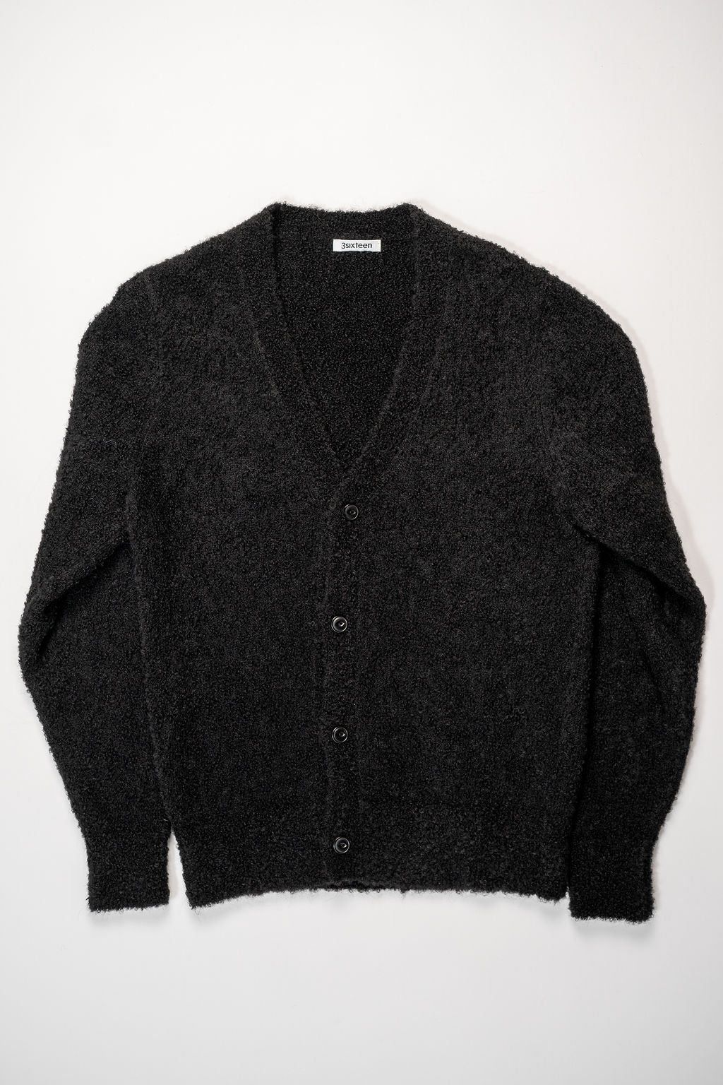 3sixteen V-Neck Cardigan - Black Boucle Alpaca