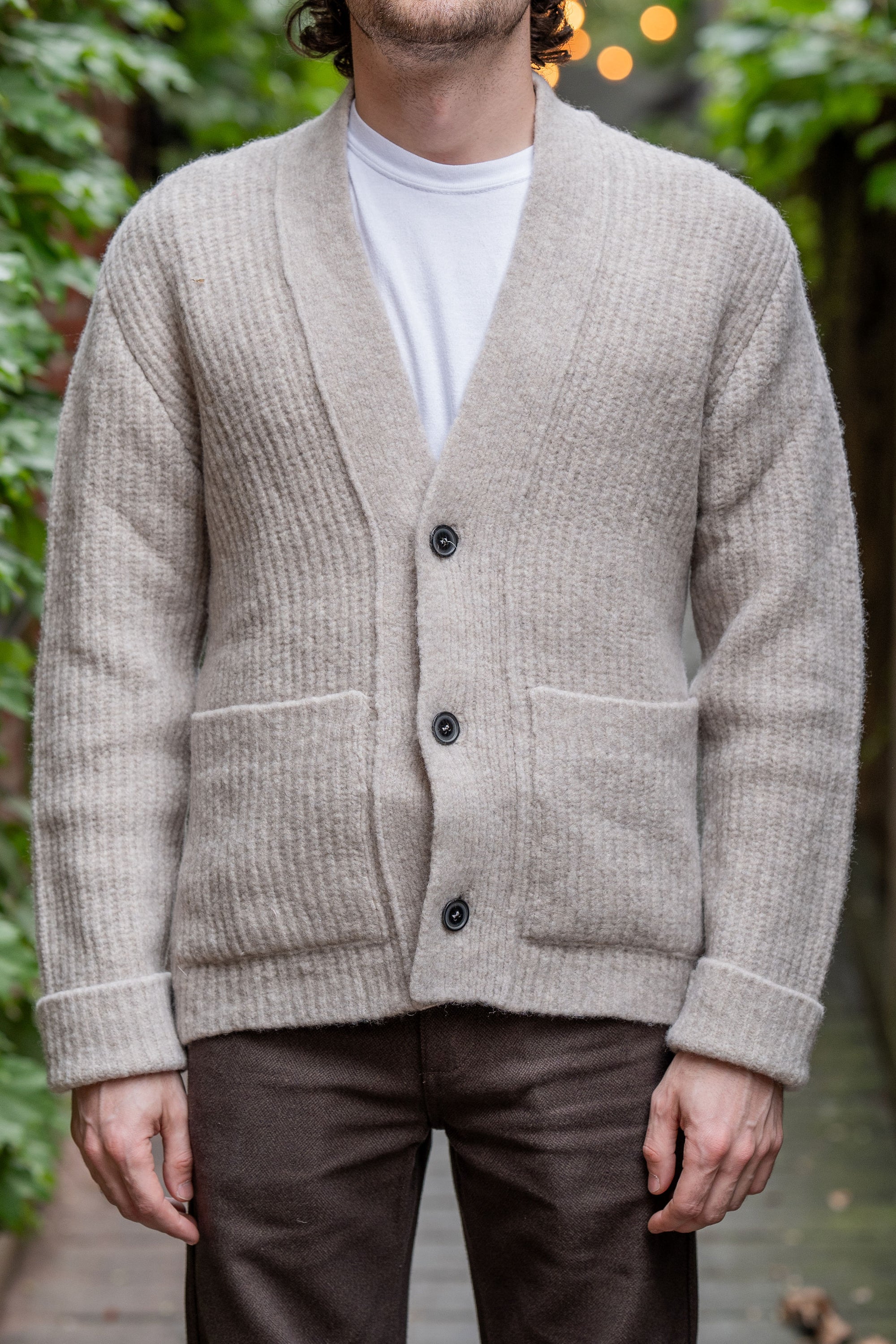 Hansen Garments Linus Knitted Cardigan - Fuzzy Natural