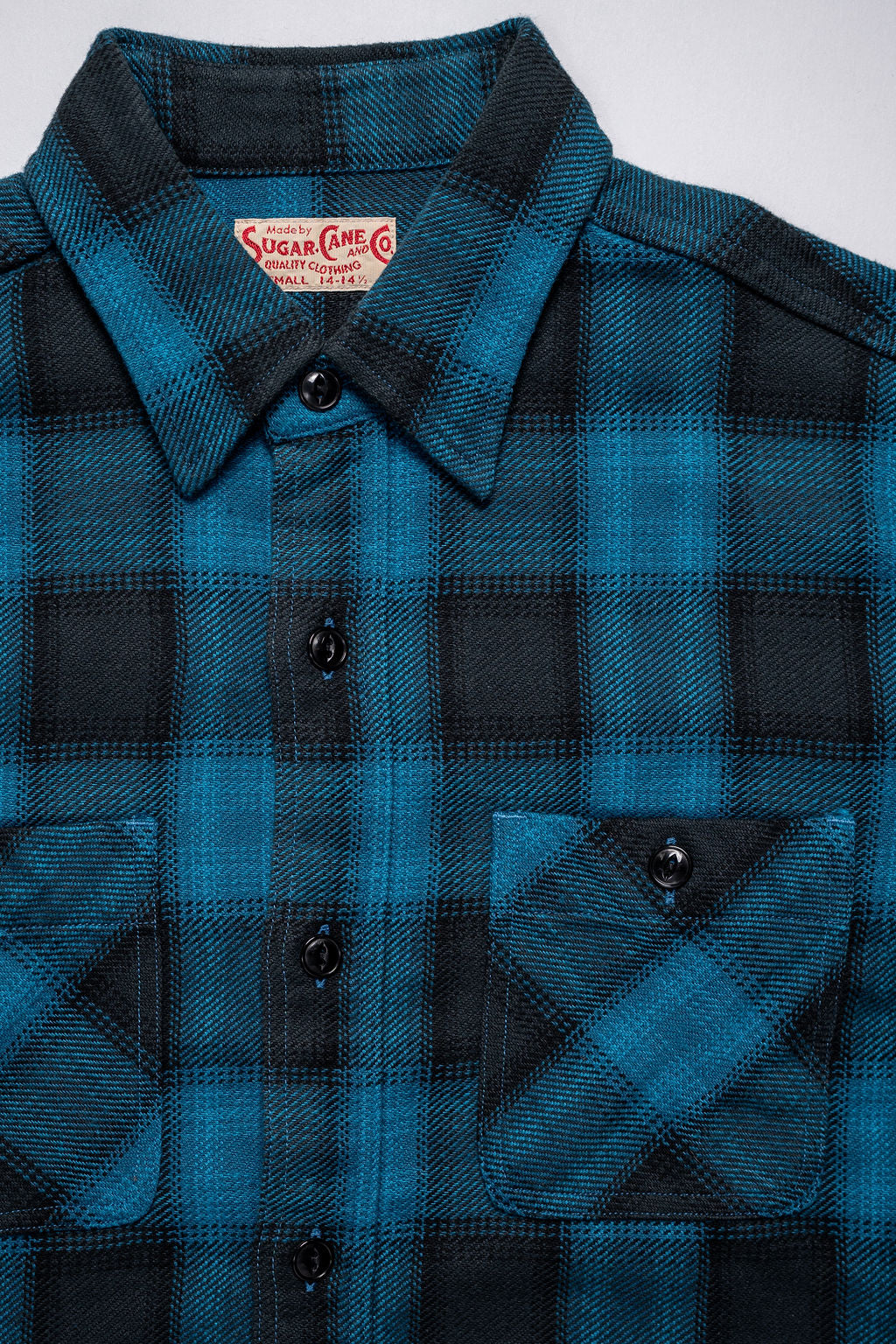 Sugar Cane Lot No. SC29359 Twill Check Work Shirt - Blue