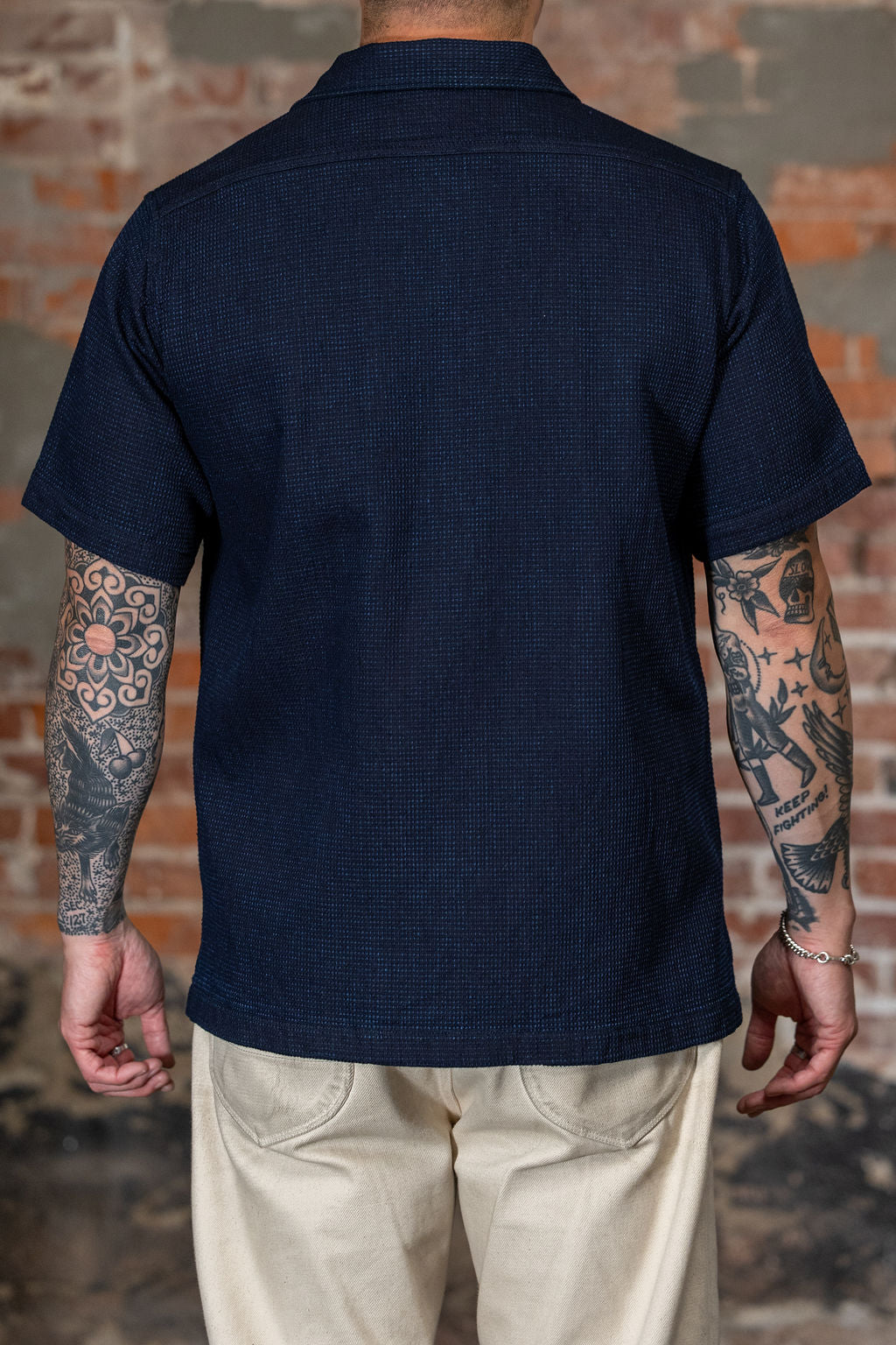 Iron Heart IHSH-445-IND 10oz Dobby Cloth Short Sleeve Mechanic Shirt. - Indigo
