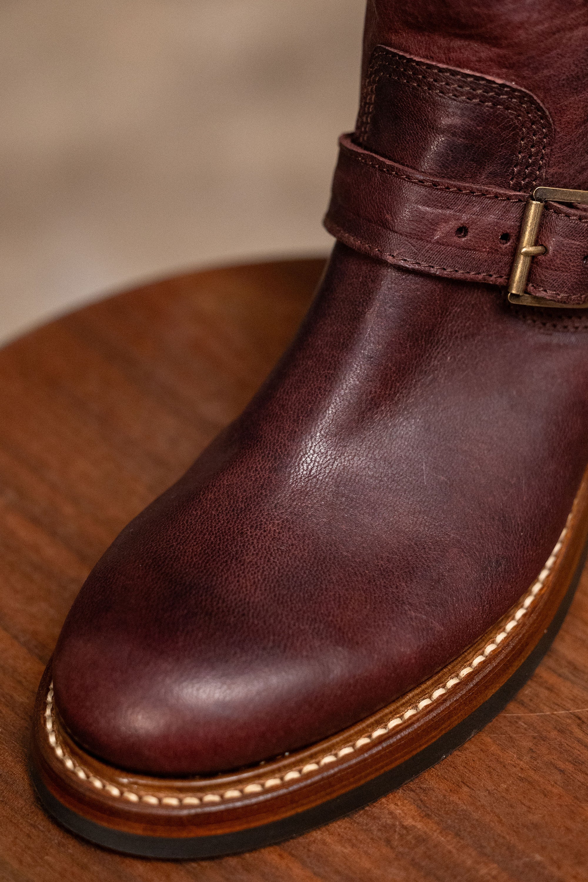 John Lofgren Wabash Engineer Boots - Burnt Burgundy Ezo Shika Deerskin