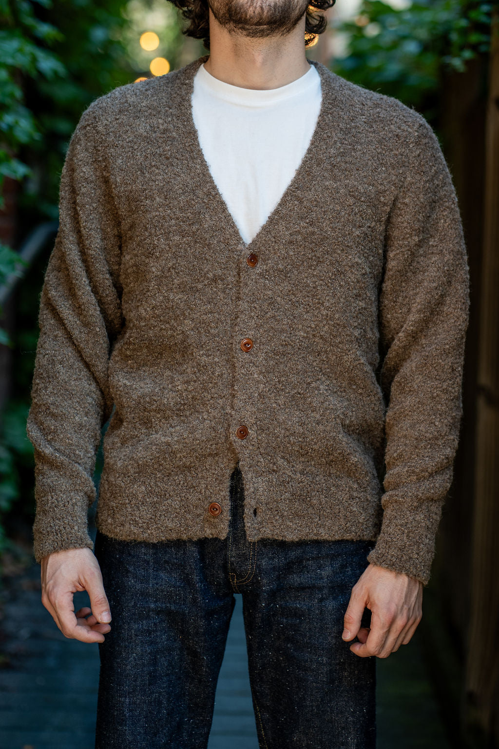 3sixteen V-Neck Cardigan - Earth Boucle Alpaca