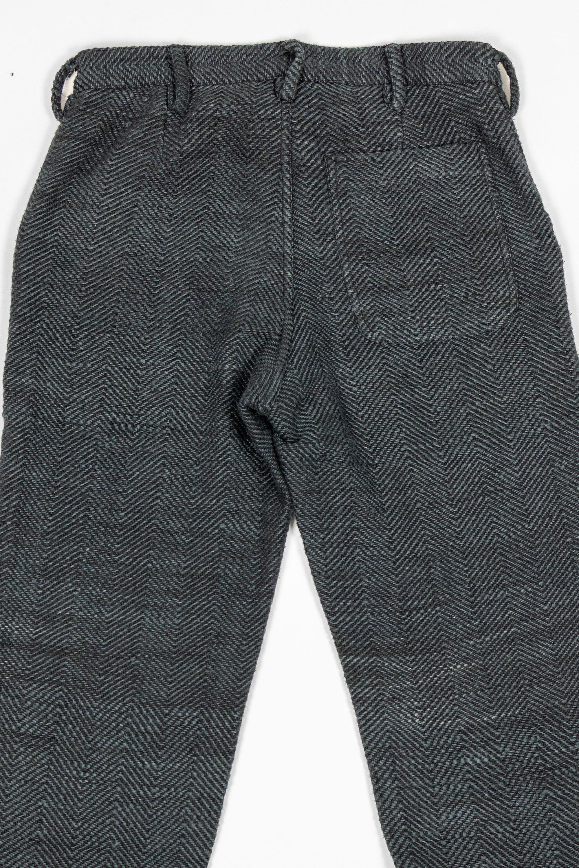 Indi + Ash Isaac Pant - Midnight Teal/Iron Black Handspun Herringbone