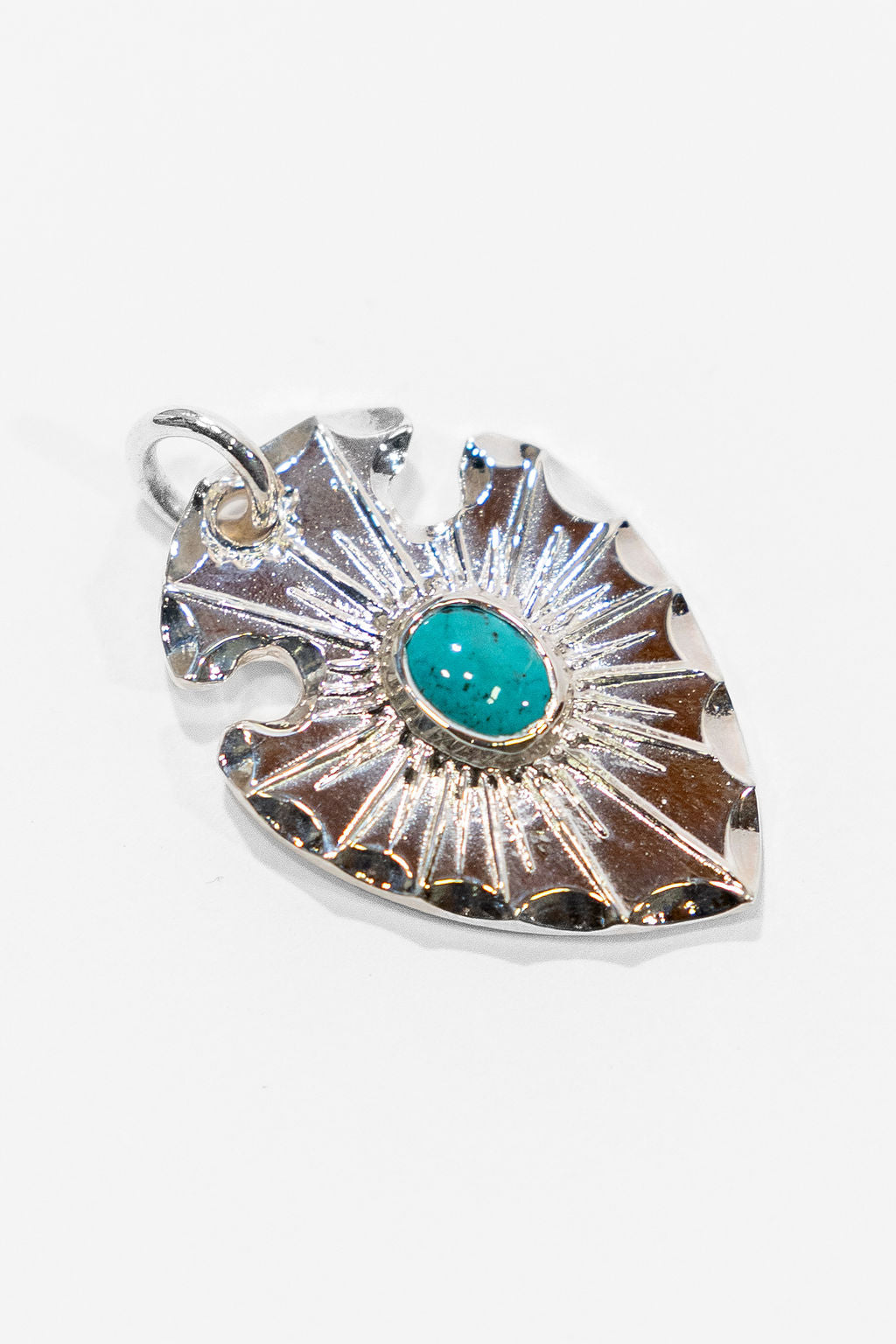 First Arrow's P-611 Rising Sun Arrowhead Pendant w/ Turquoise