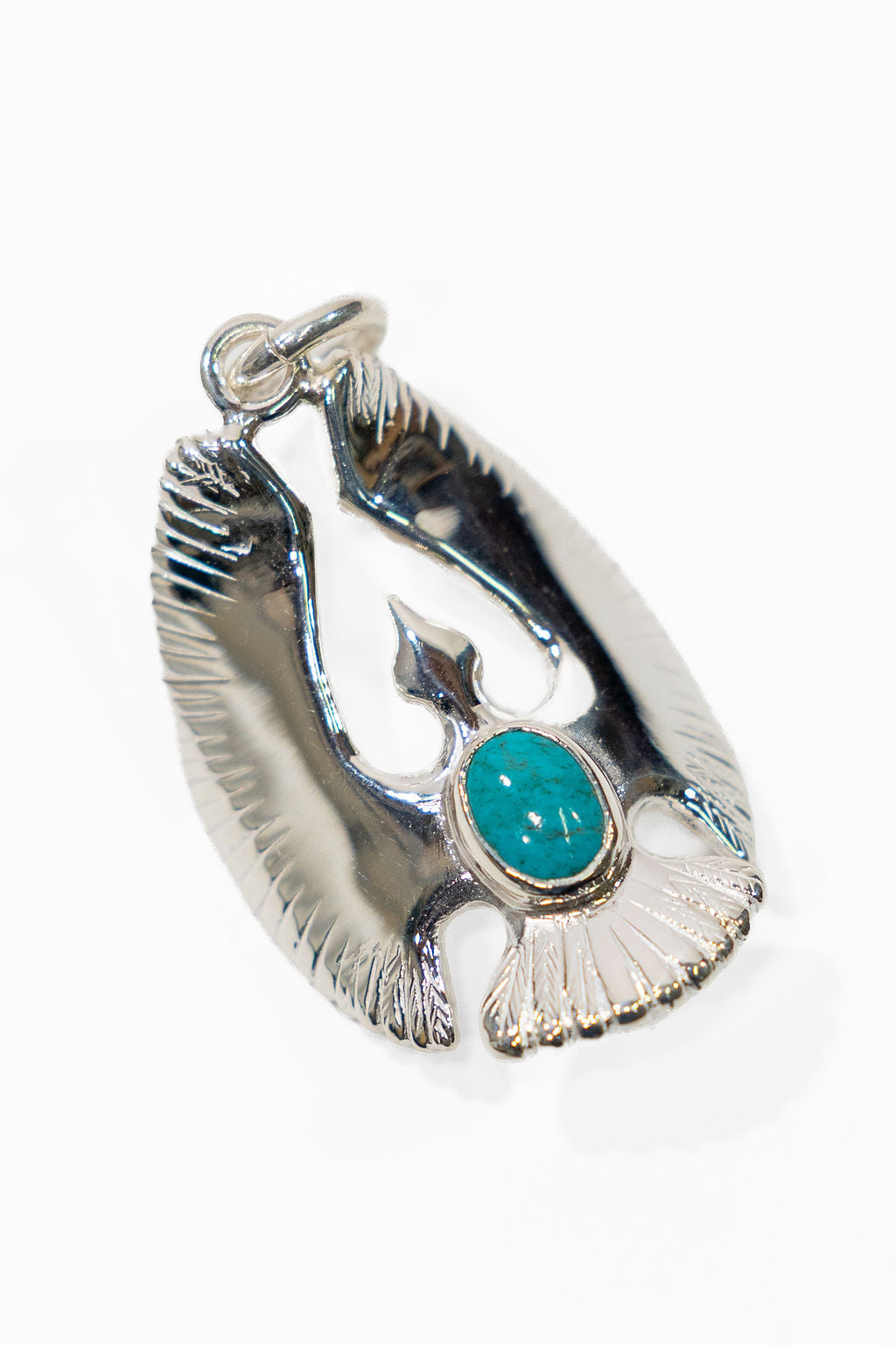 First Arrow's P-CUS-014 Eagle Pendant w/ Turquoise