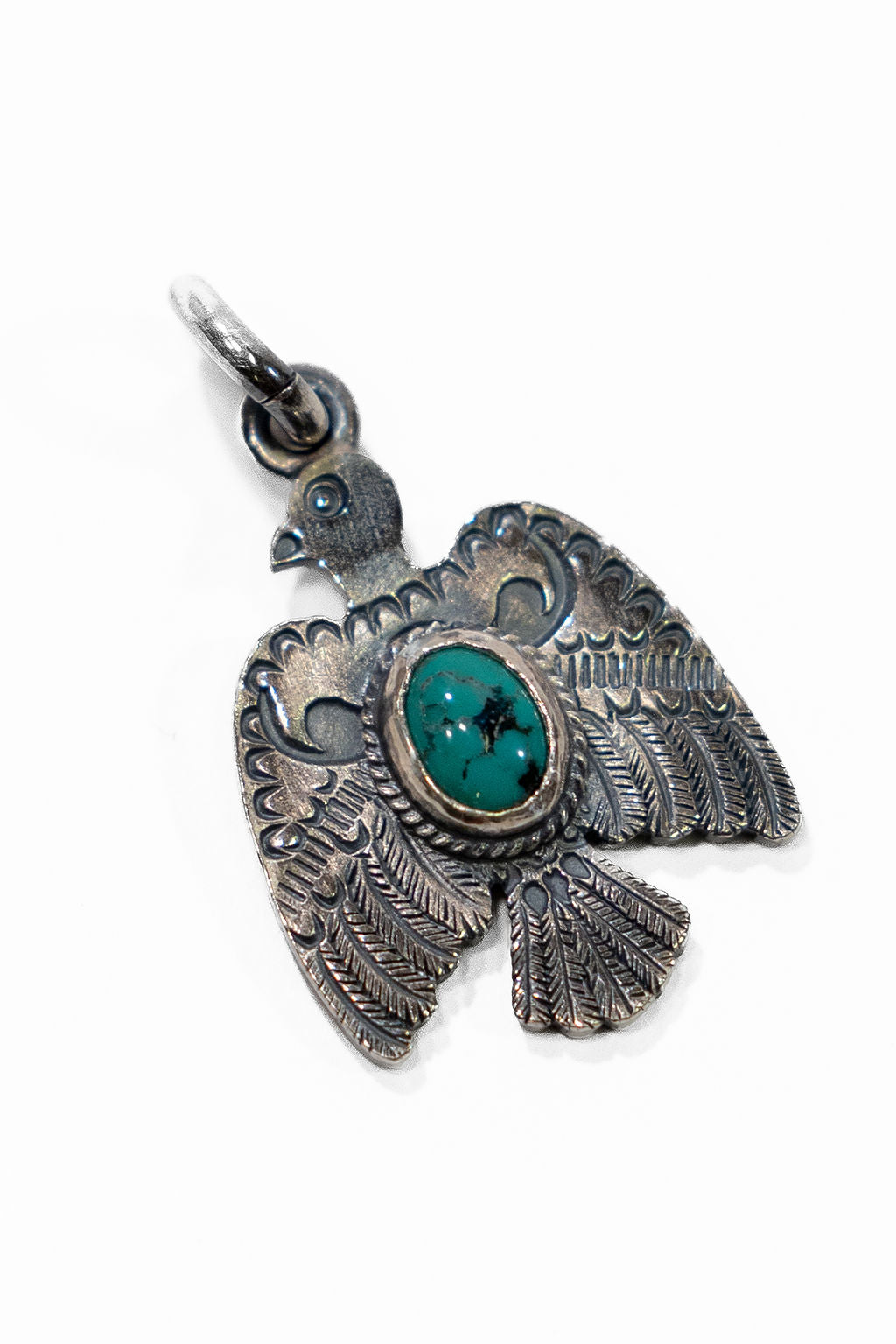 First Arrow's P-493 Thunderbird Pendant with Turquoise (M)