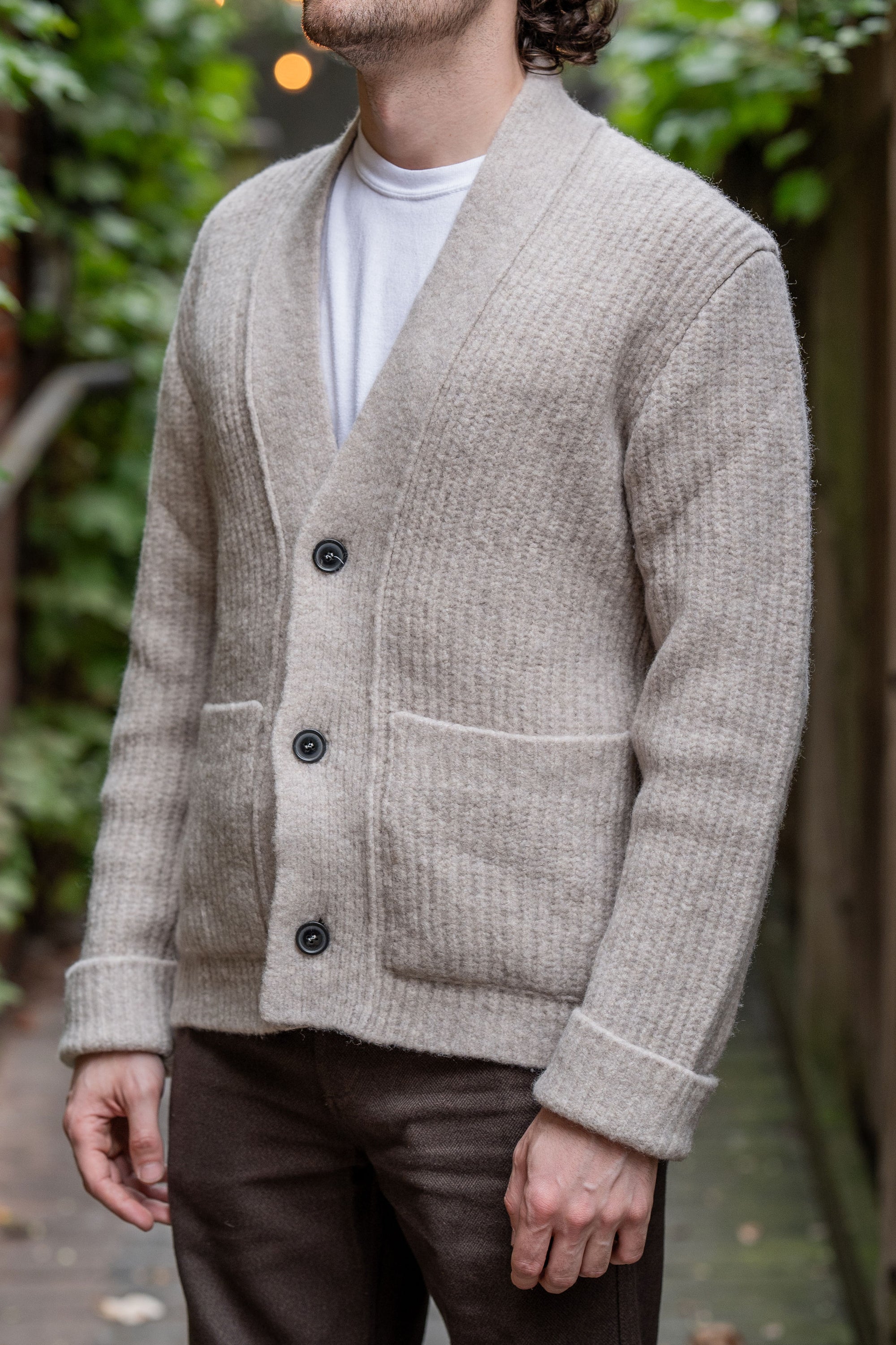 Hansen Garments Linus Knitted Cardigan - Fuzzy Natural