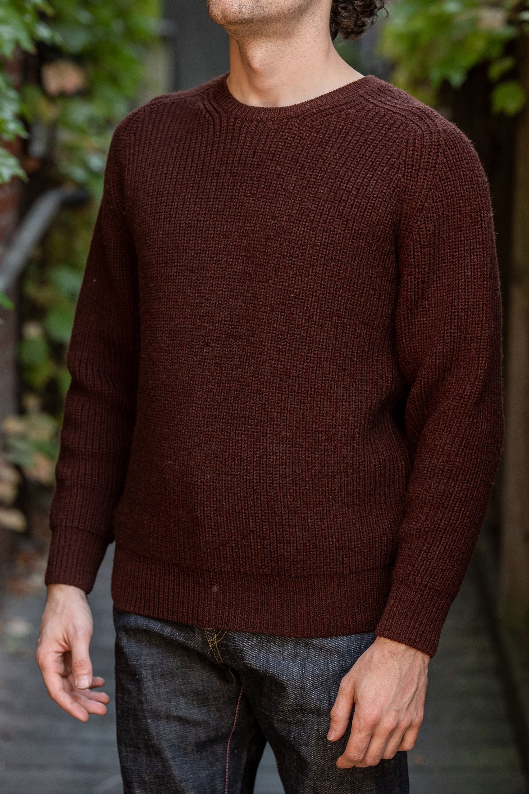 Wythe Highland Shakerknit Crewneck Sweater - Brown