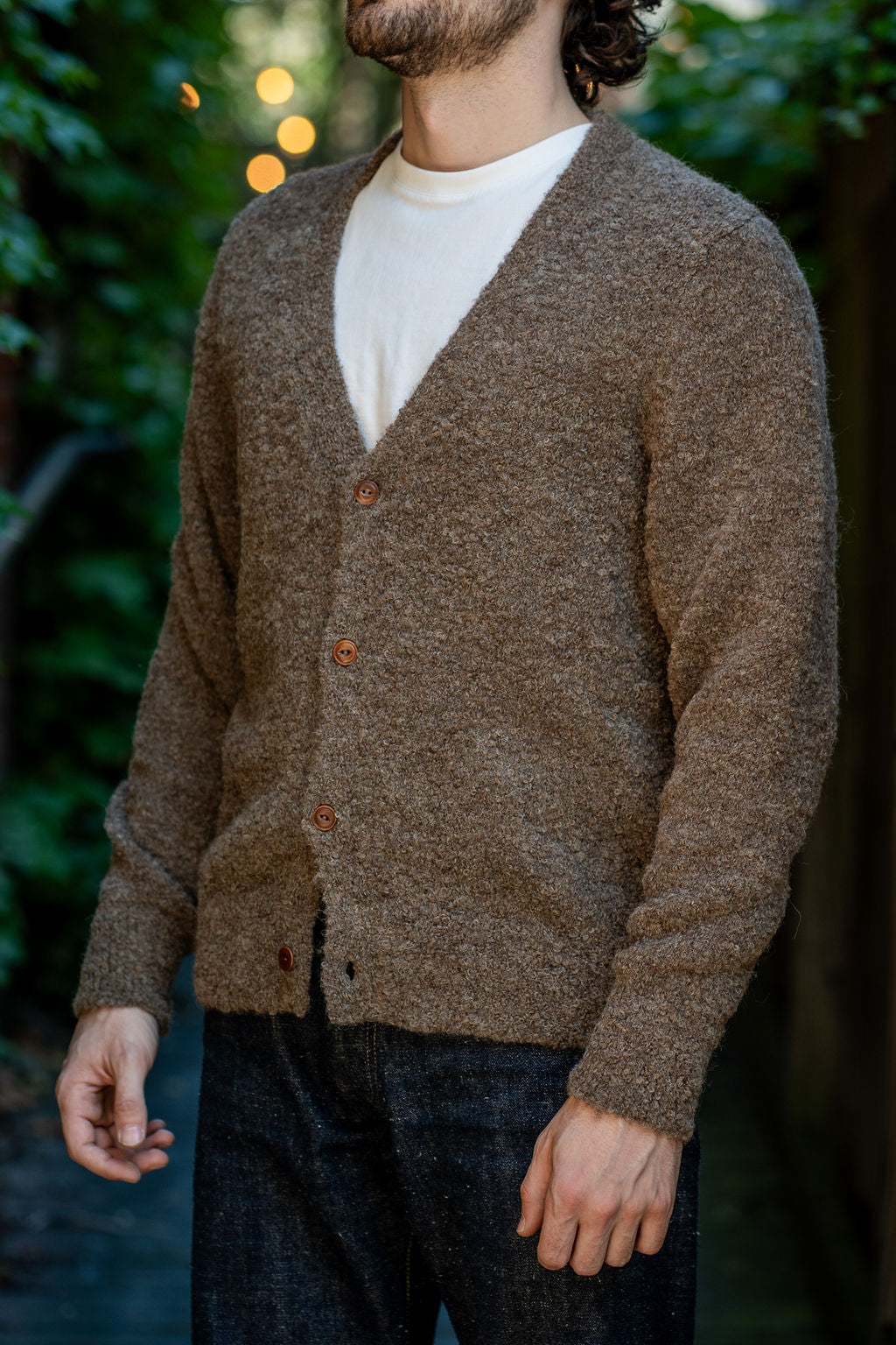 3sixteen V-Neck Cardigan - Earth Boucle Alpaca