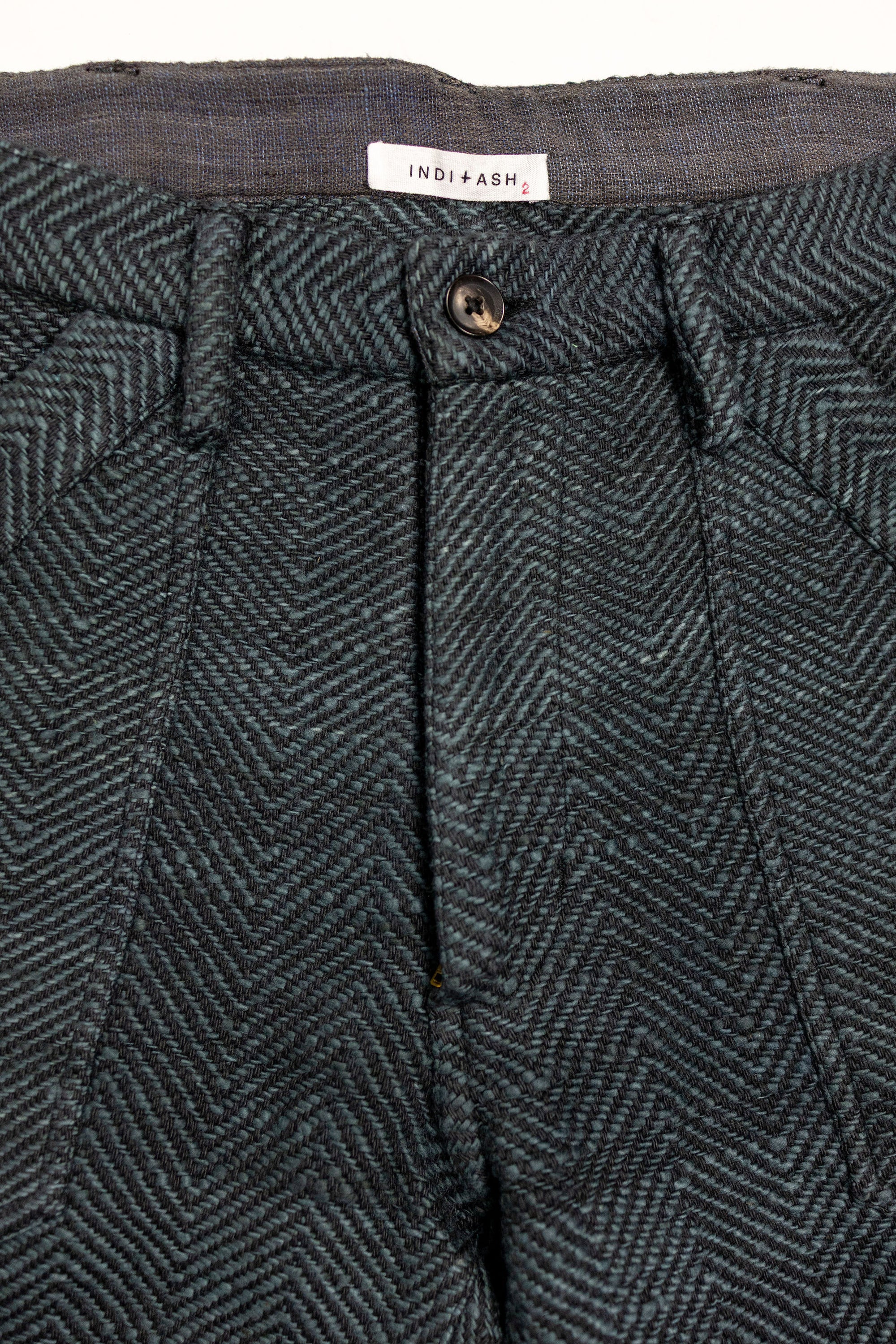 Indi + Ash Isaac Pant - Midnight Teal/Iron Black Handspun Herringbone
