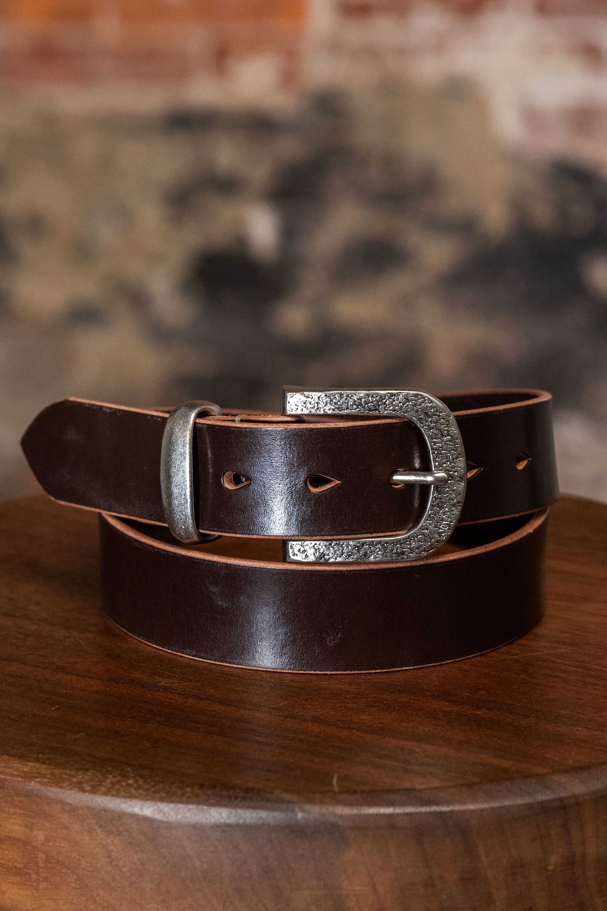 Hollows Leather Trail Belt - Dark Brown English Bridle Silver Buckle
