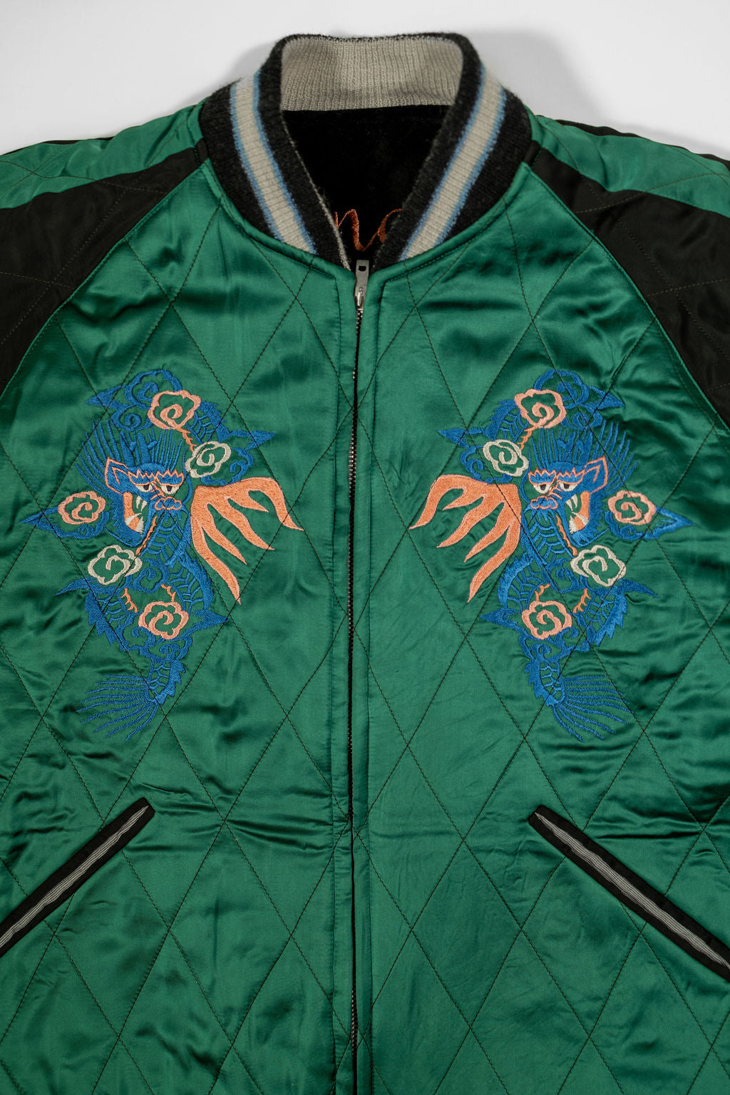 Tailor Toyo TT15809-119  Mid 1950s Style Quilted Souvenir Jacket “Stencil Paint” 60th Anniversary Special Edition - “Tiger Head” × “Eagle”