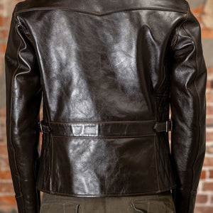 The Flat Head FN-LJ-HS004 Horsehide Quilting Single Riders Jacket - Model back