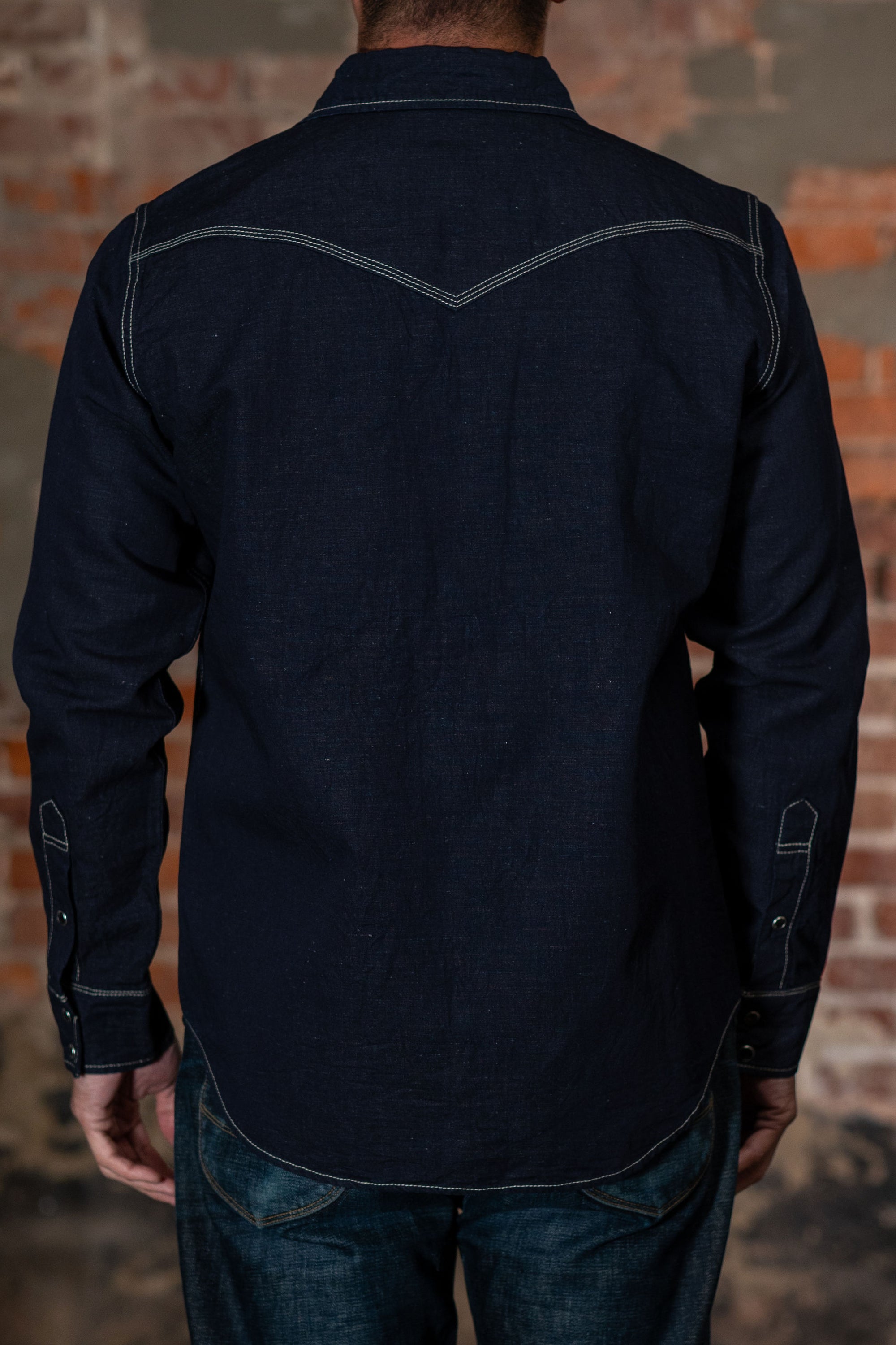 Iron Heart IHSH-444-IND 7oz Cotton Linen Chambray Western Shirt - Indigo