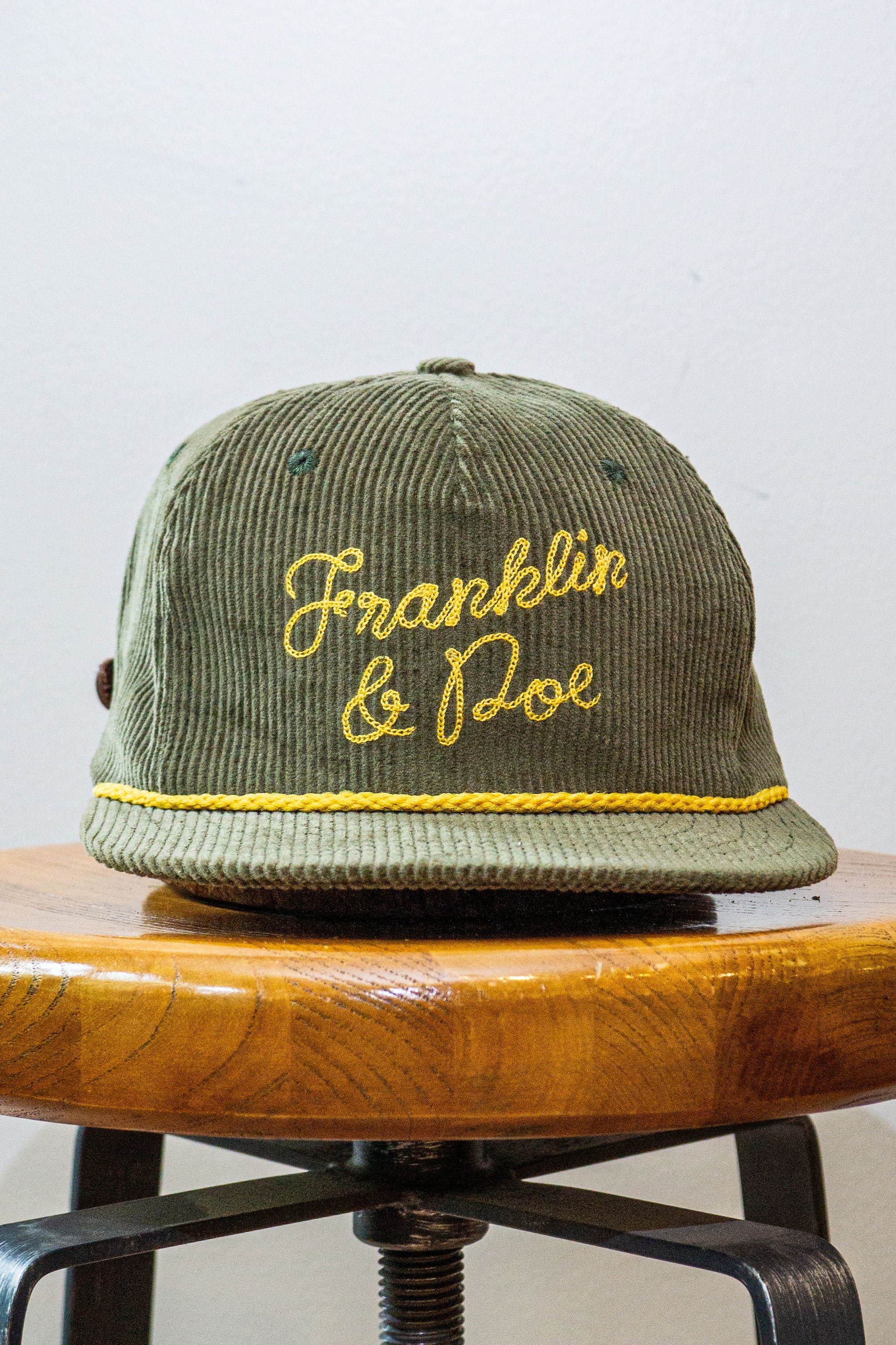 Franklin & Poe x Sandlot Goods Chainstitch Embroidered Cord Cap - Olive Corduroy