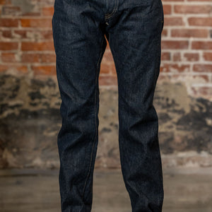 Front view of the  Oni Denim 622-GC15 - 15oz Relaxed Tapered Green Cast Denim