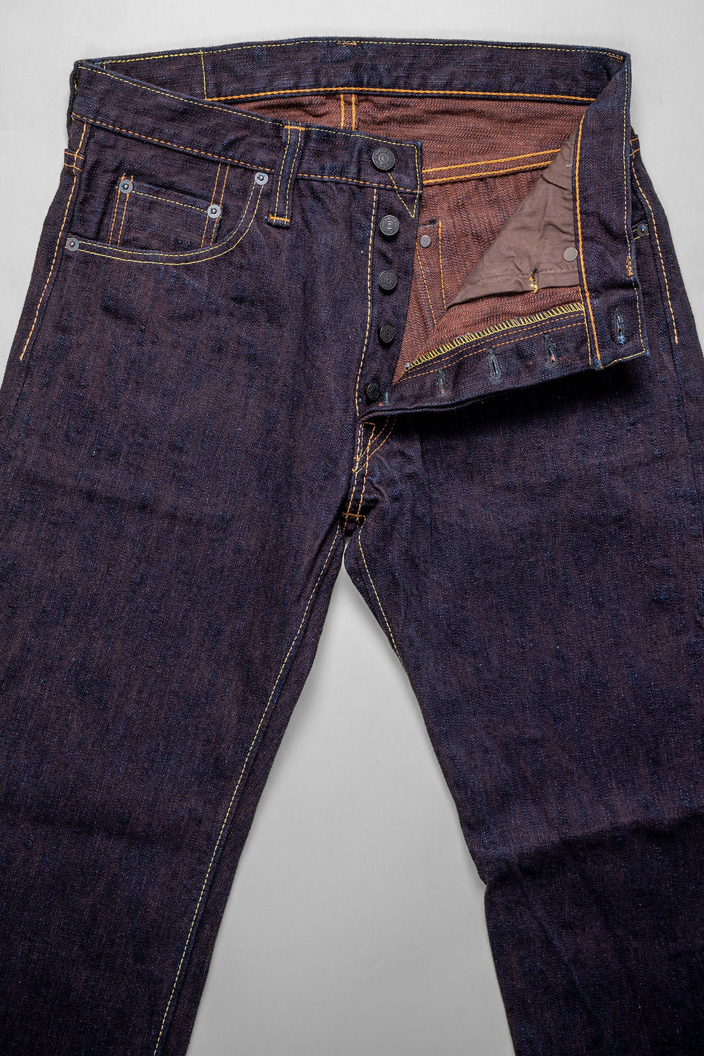 Pure Blue Japan PER-EX-003-ID Regular Straight - 15oz Indigo x Persimmon Extra Slub Denim