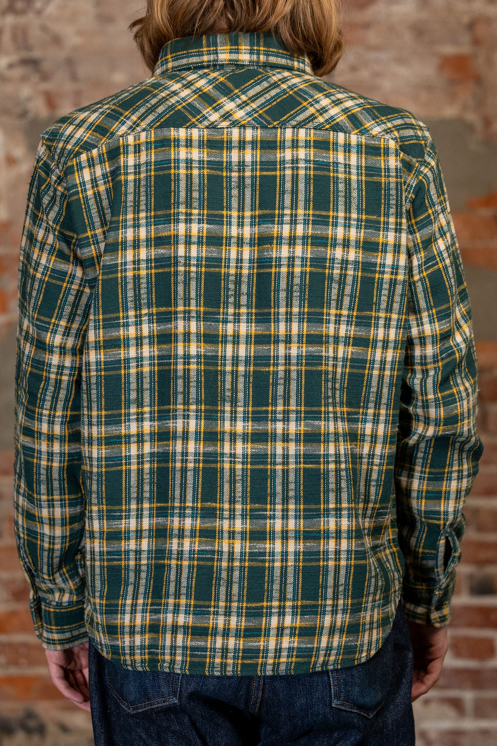 UES 502655 Slubby Flannel Shirt - Green