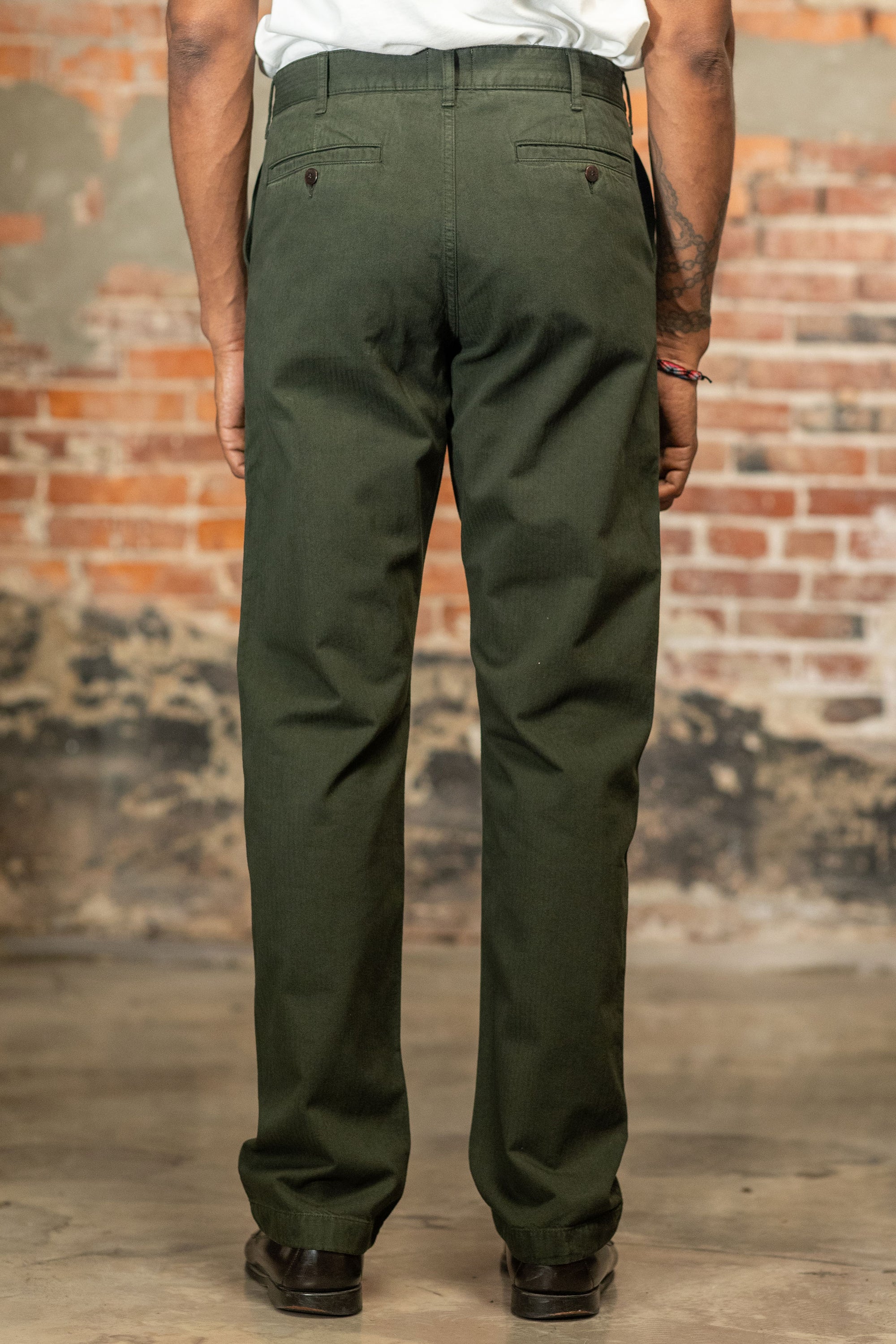 Heimat Textil Journey Pant Jet Pocket - Herringbone Military Green