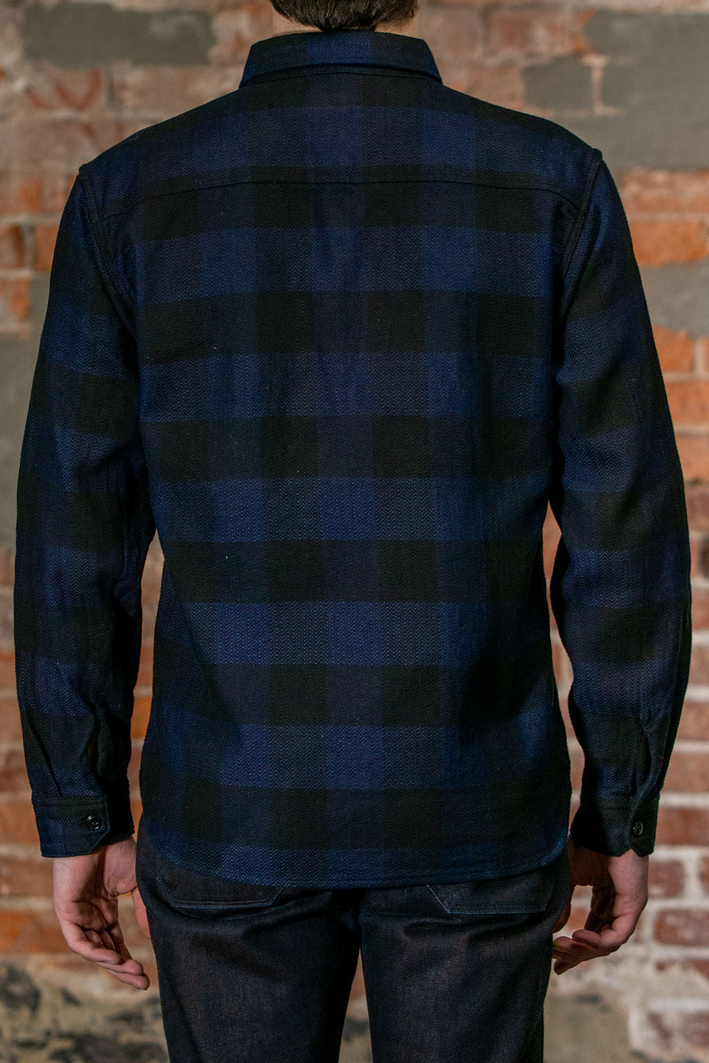 The Flat Head FN-SNR-101SP Block Check Flannel Work Shirt - Indigo