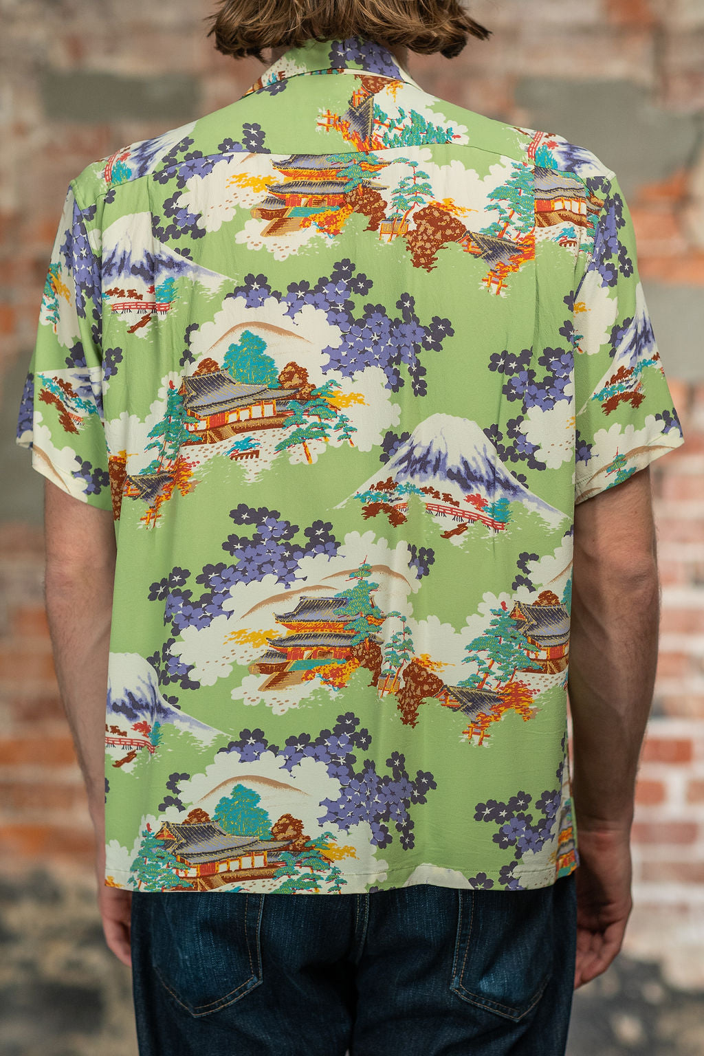 Sun Surf Rayon Hawaiian Shirt “Ancient Capital” - Green
