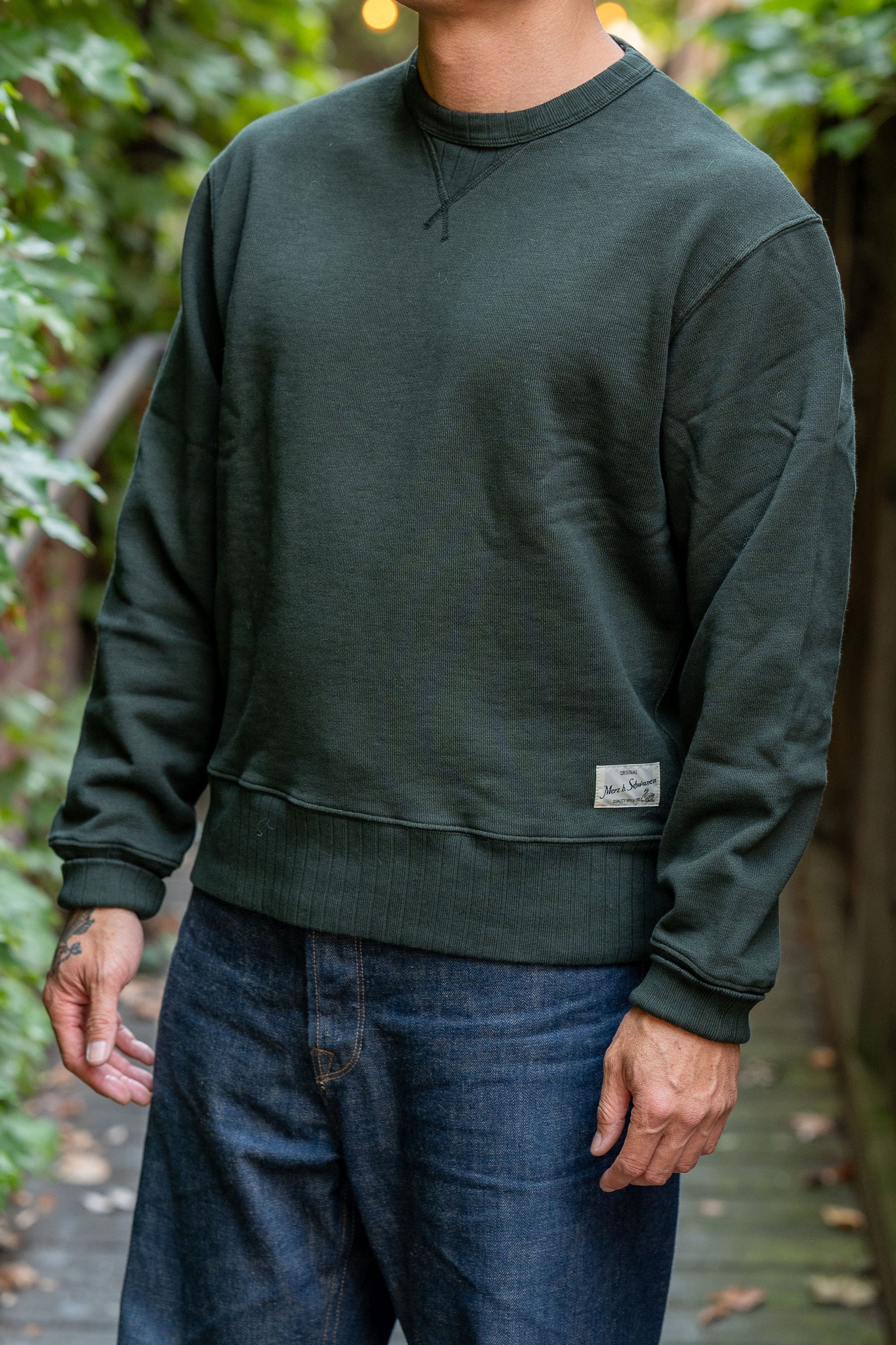 Merz b. Schwanen RFC01 Good Basics 19oz Relaxed Fit Sweatshirt - Forest