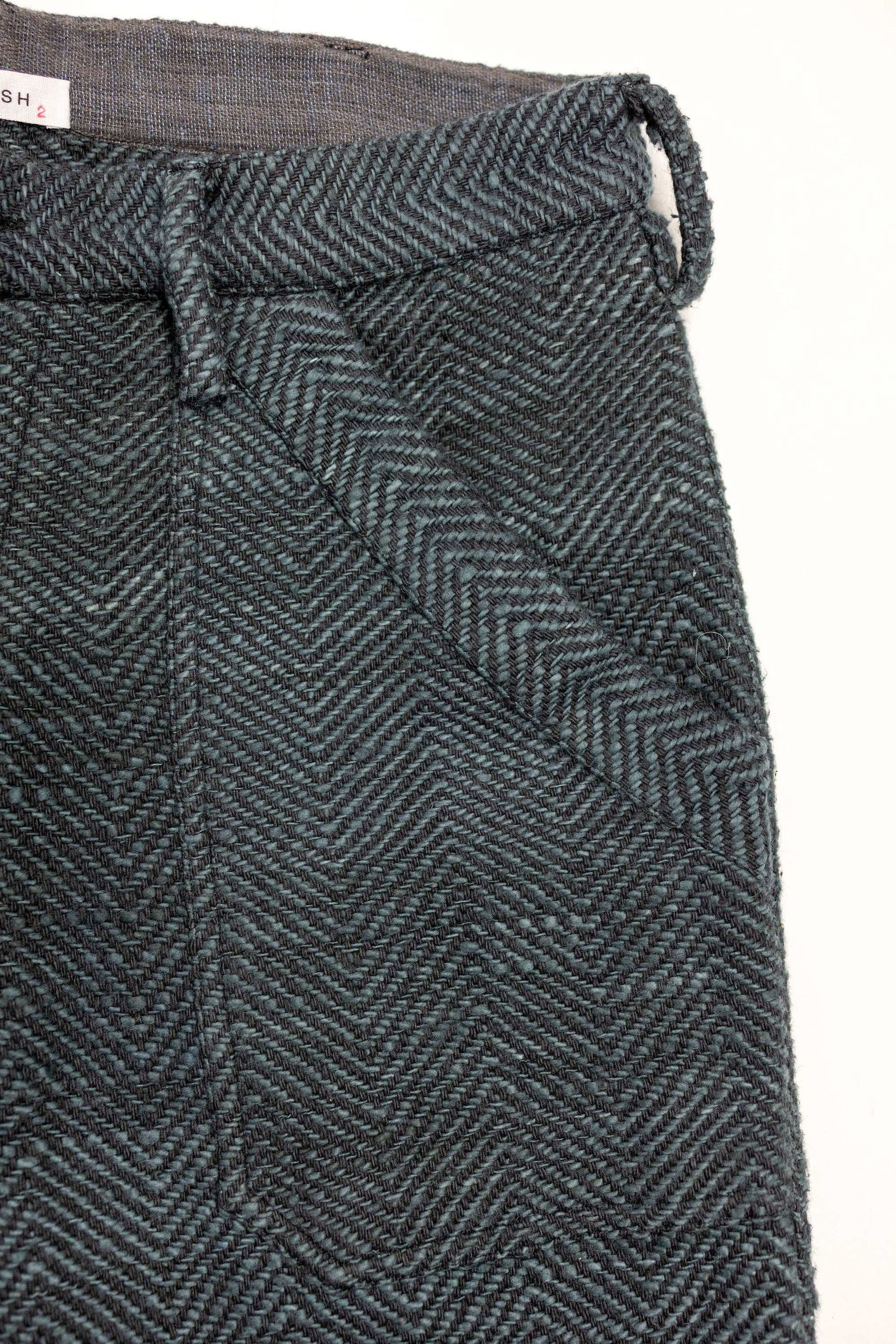 Indi + Ash Isaac Pant - Midnight Teal/Iron Black Handspun Herringbone