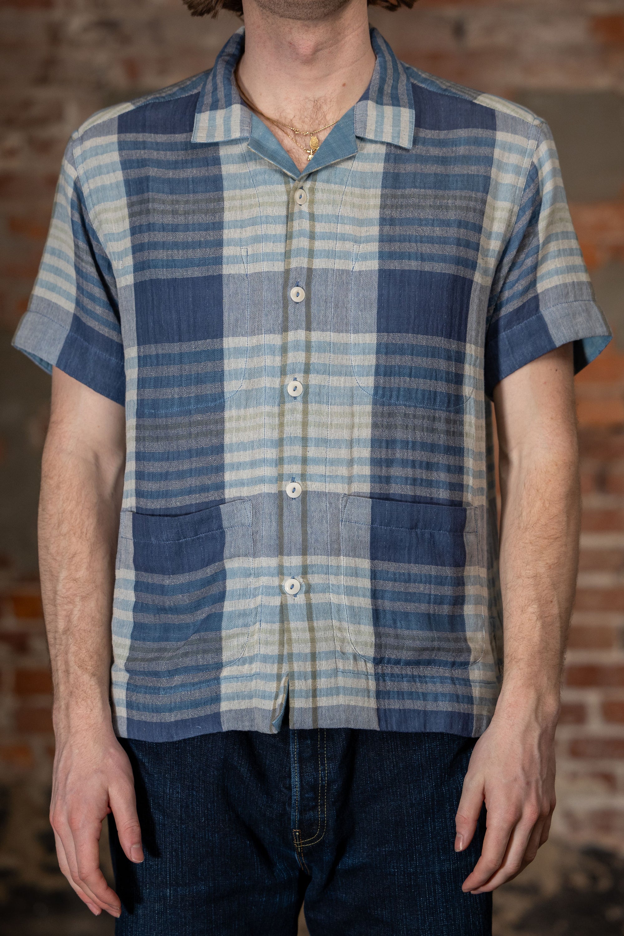Indi + Ash Reversible Lake Camp Shirt - Handwoven Double Gauze Plaid Indigo
