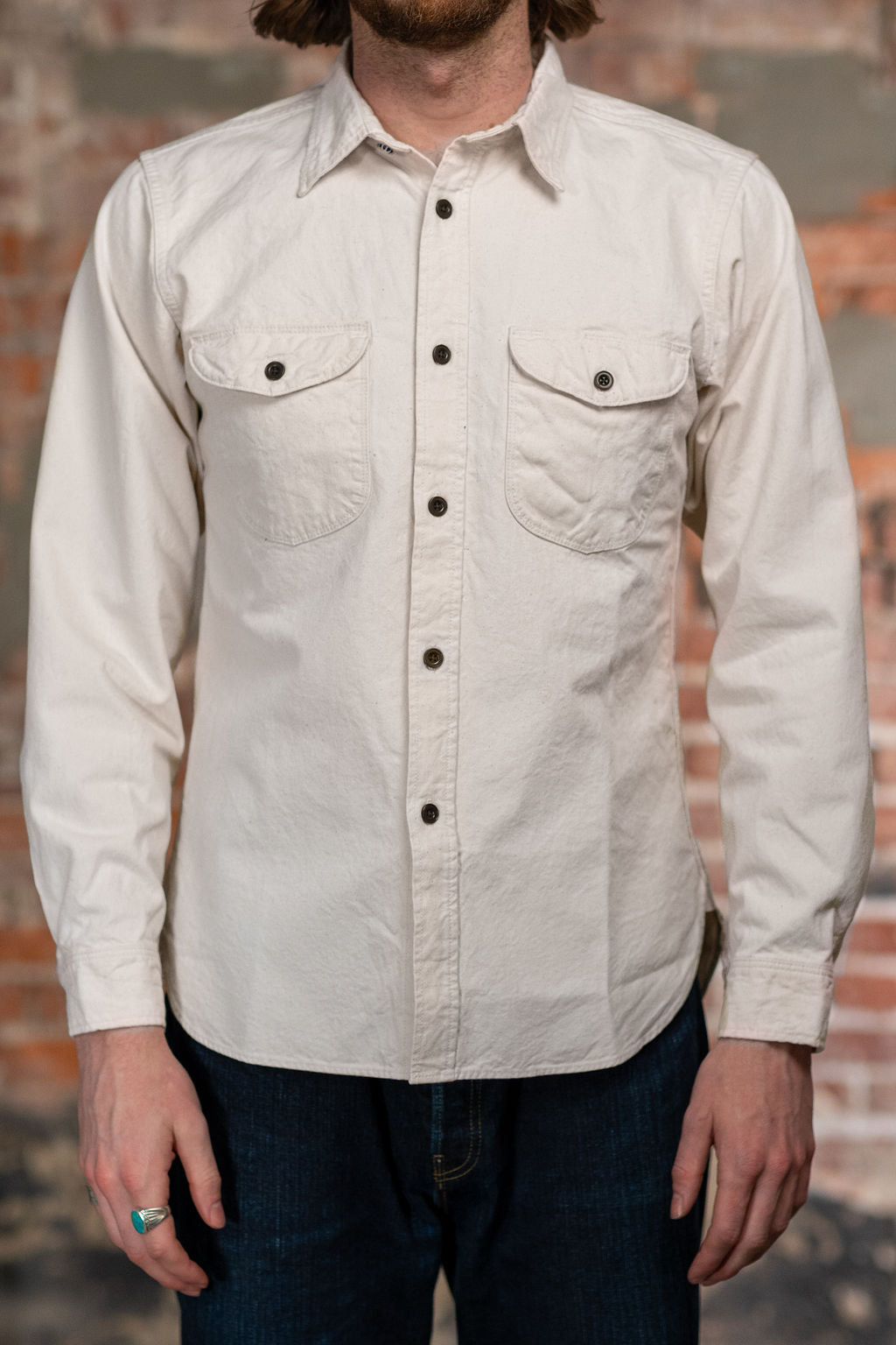 Seuvas 8oz Canvas Flap Work Shirt - Natural