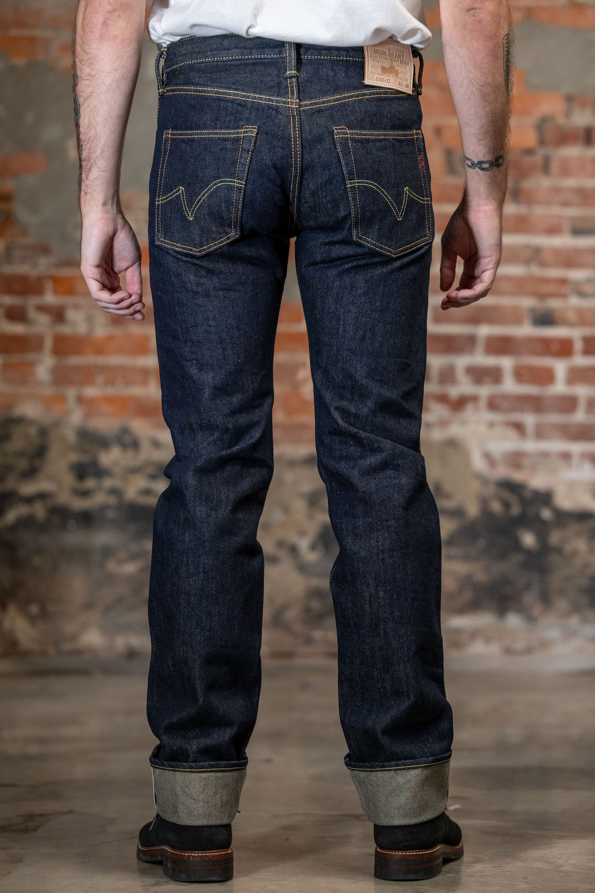 Iron Heart IH-666S-21 21oz Selvedge Denim Slim Straight Cut Jeans - Indigo