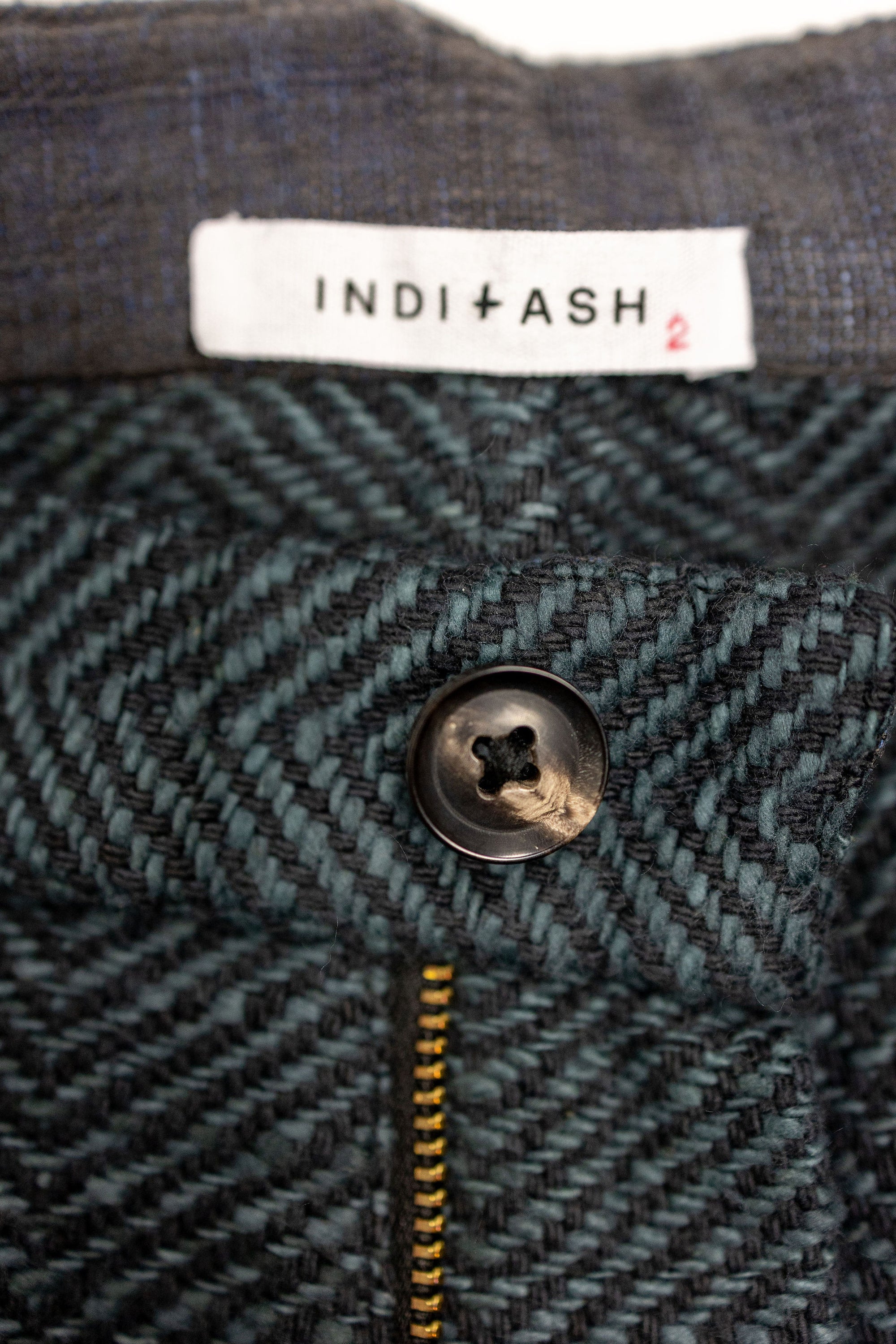 Indi + Ash Isaac Pant - Midnight Teal/Iron Black Handspun Herringbone