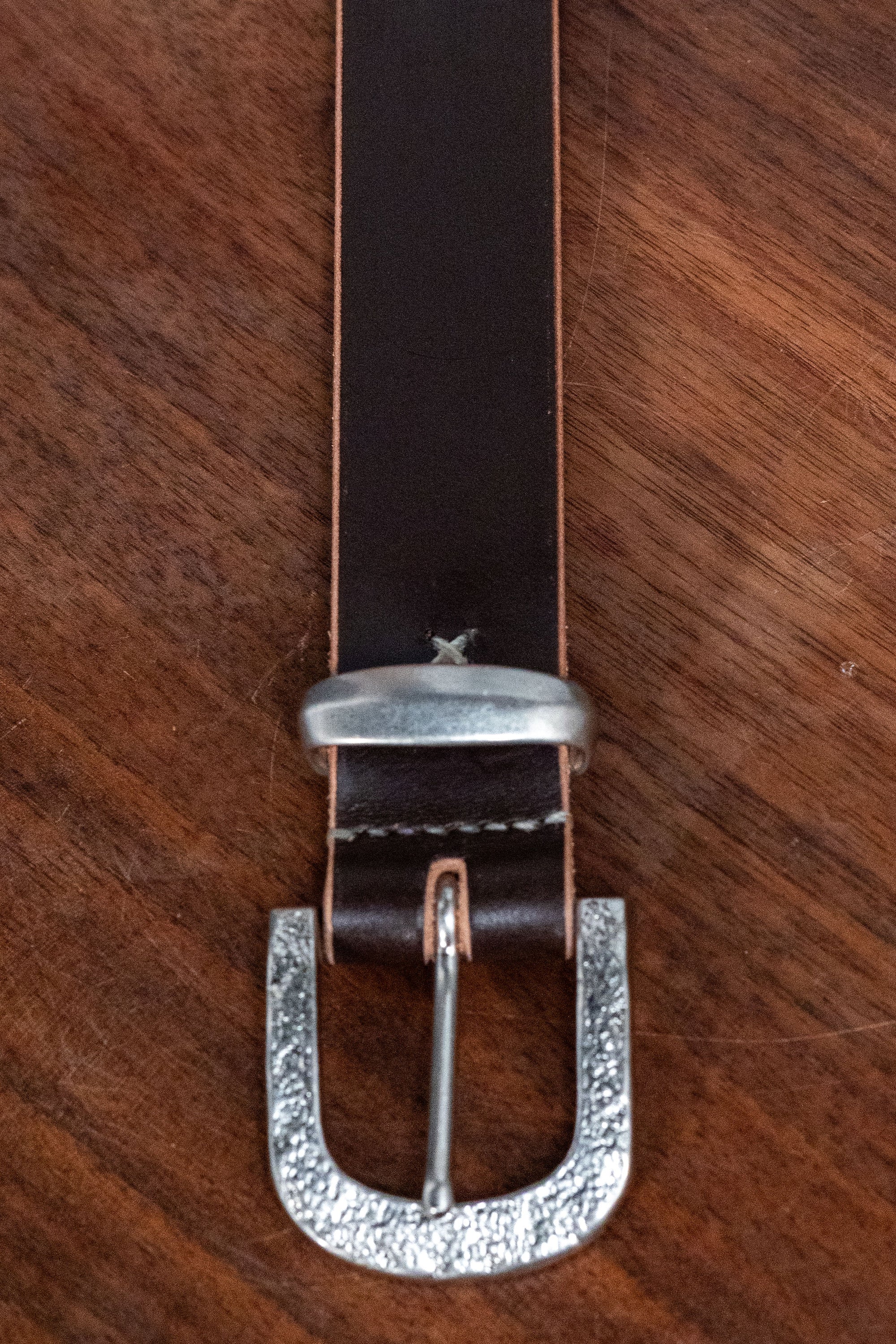 Hollows Leather Trail Belt - Dark Brown English Bridle Silver Buckle