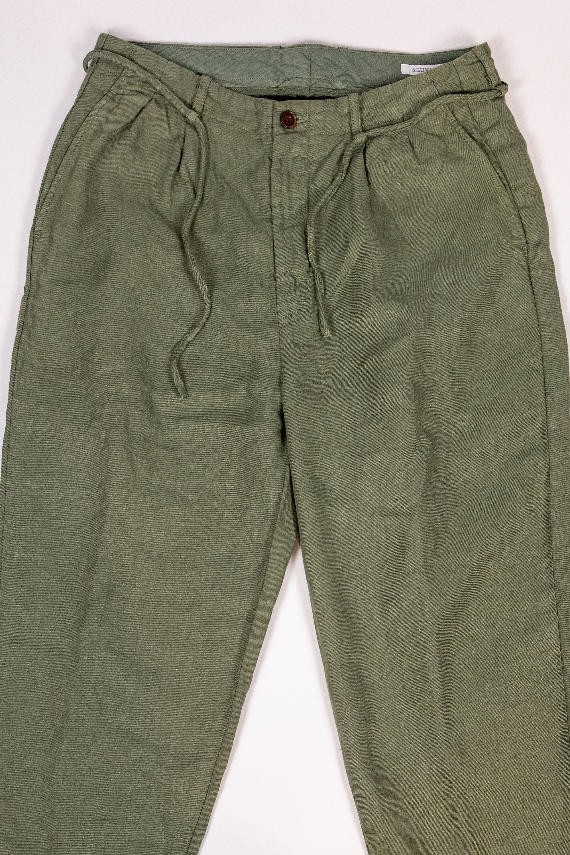 Seuvas Linen Tapered 2-Tuck Pants - Olive