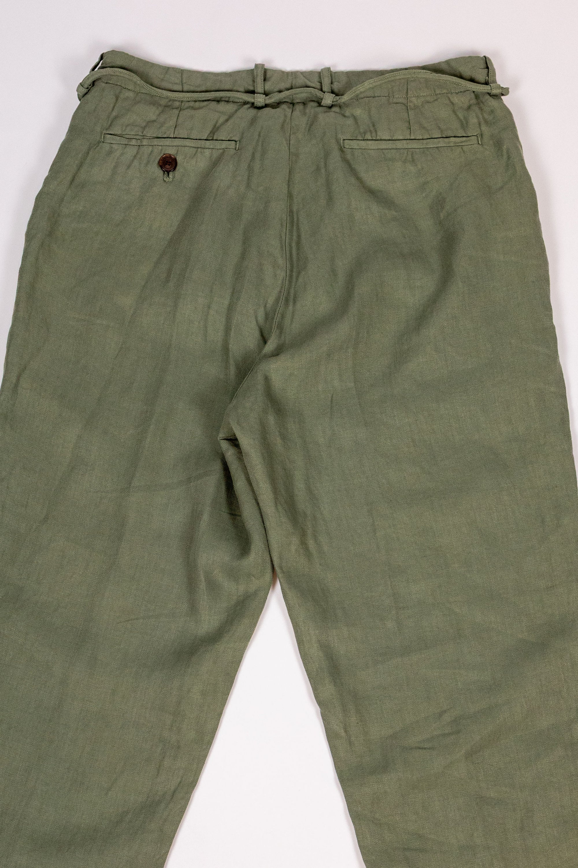 Seuvas Linen Tapered 2-Tuck Pants - Olive