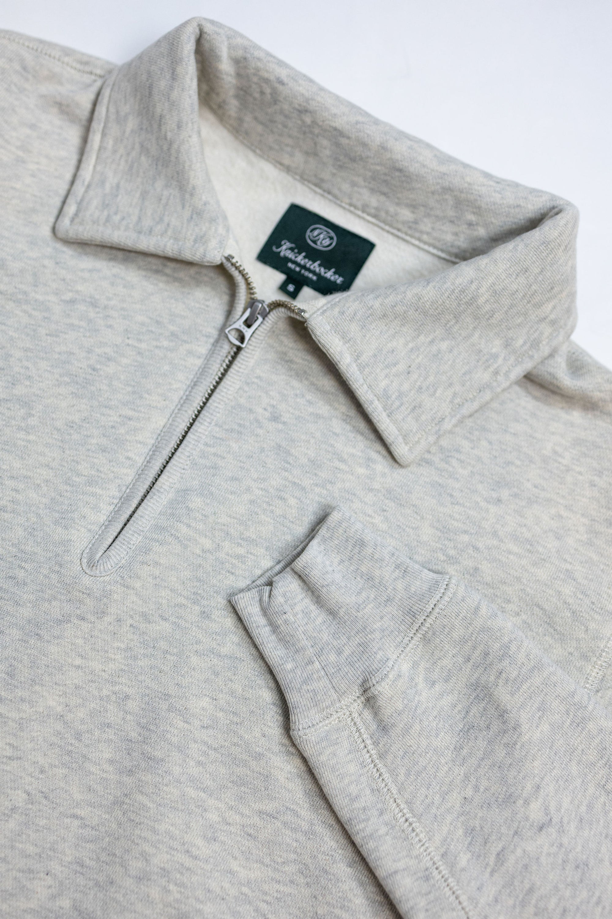 Knickerbocker Stadium Loft Knit Quarter Zip - Oat Grey