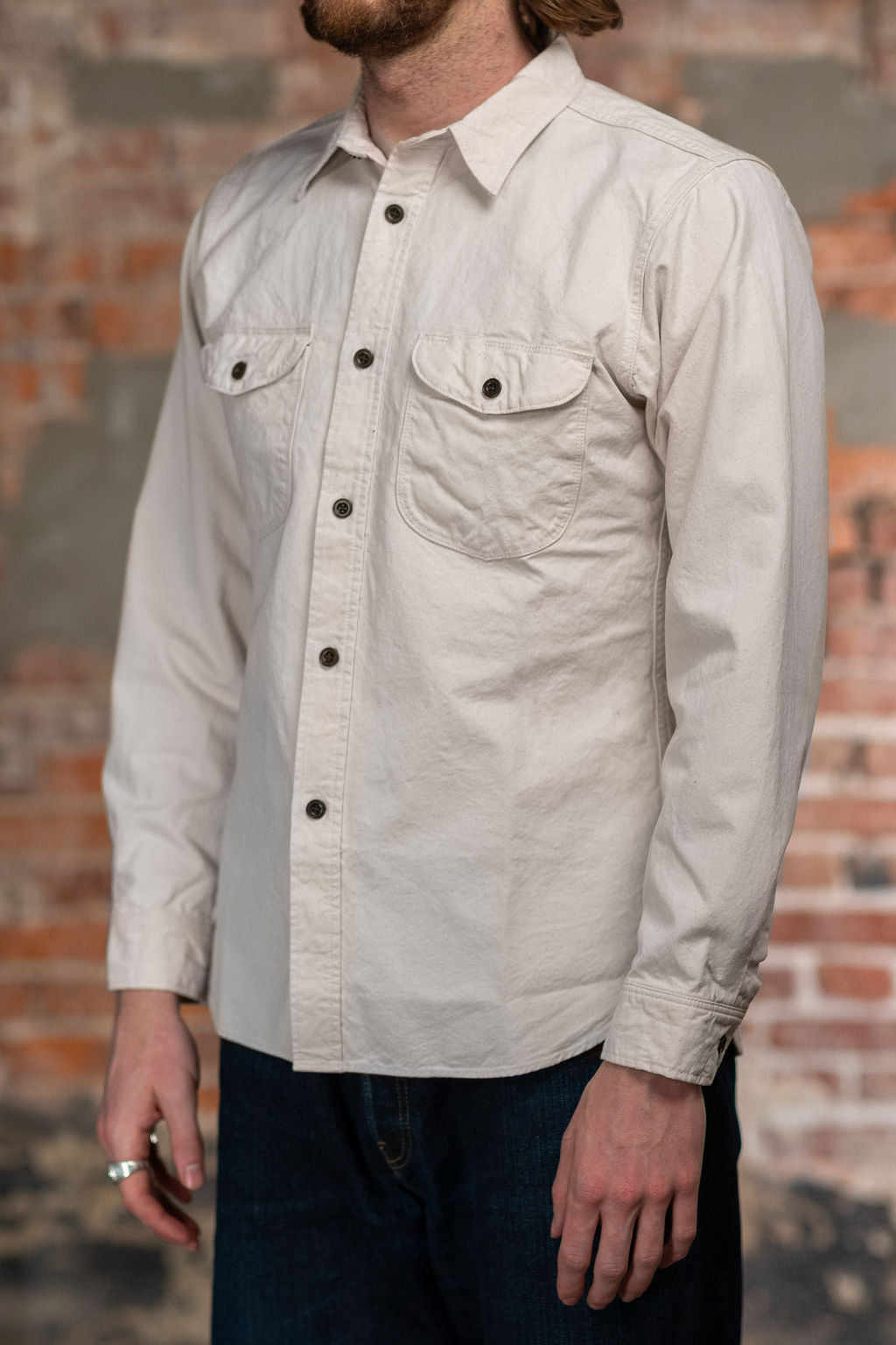Seuvas 8oz Canvas Flap Work Shirt - Natural