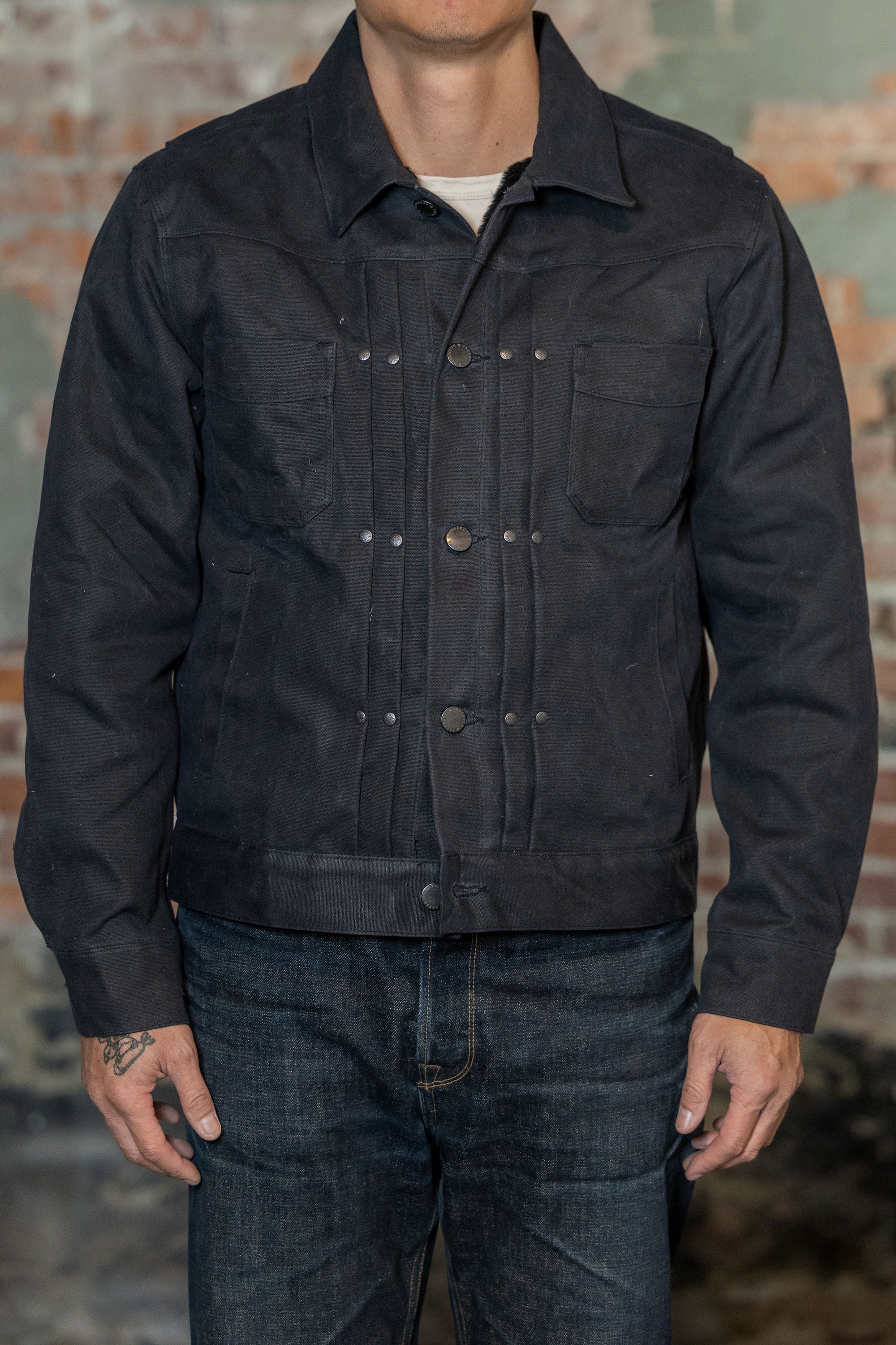 Freenote Cloth Heavy Waxed Riders Jacket - Black Alpaca
