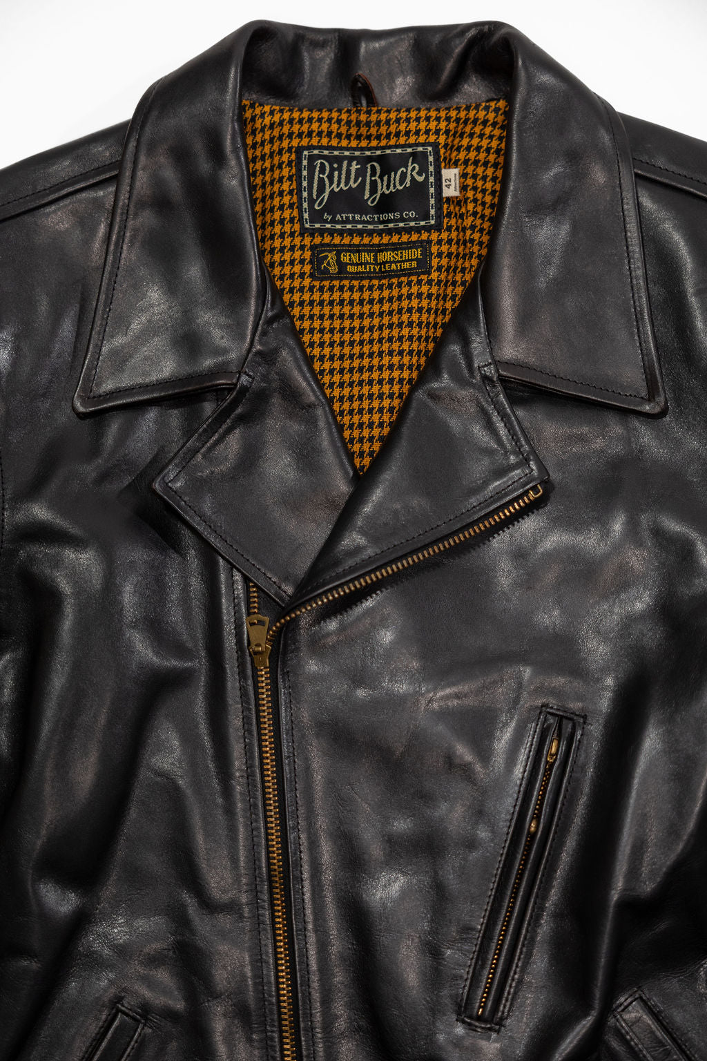 Attractions 379 Horsehide Double Flats Jacket - Black