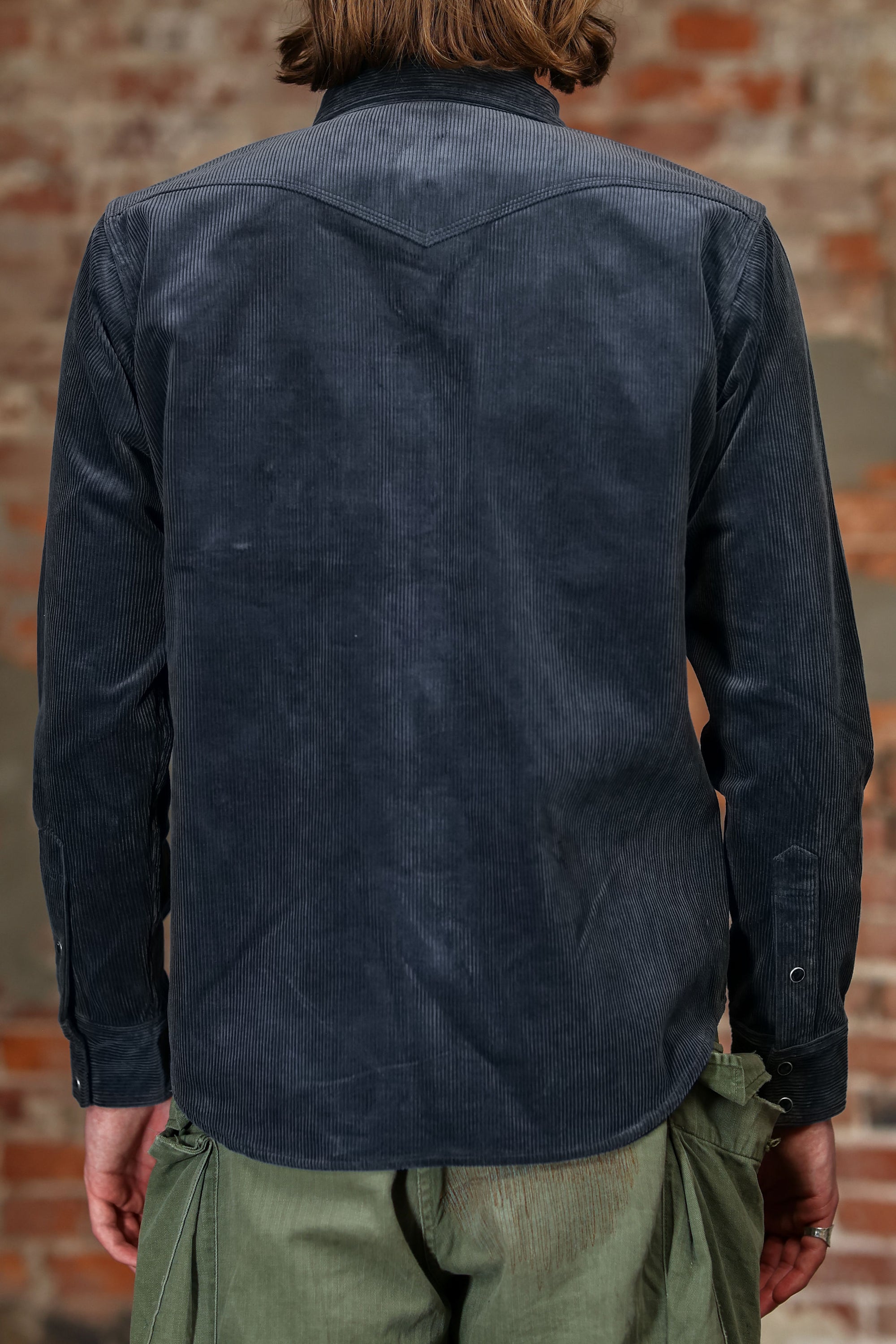 Iron Heart IHSH-398-NAV 11oz Corduroy Western Shirt - Navy