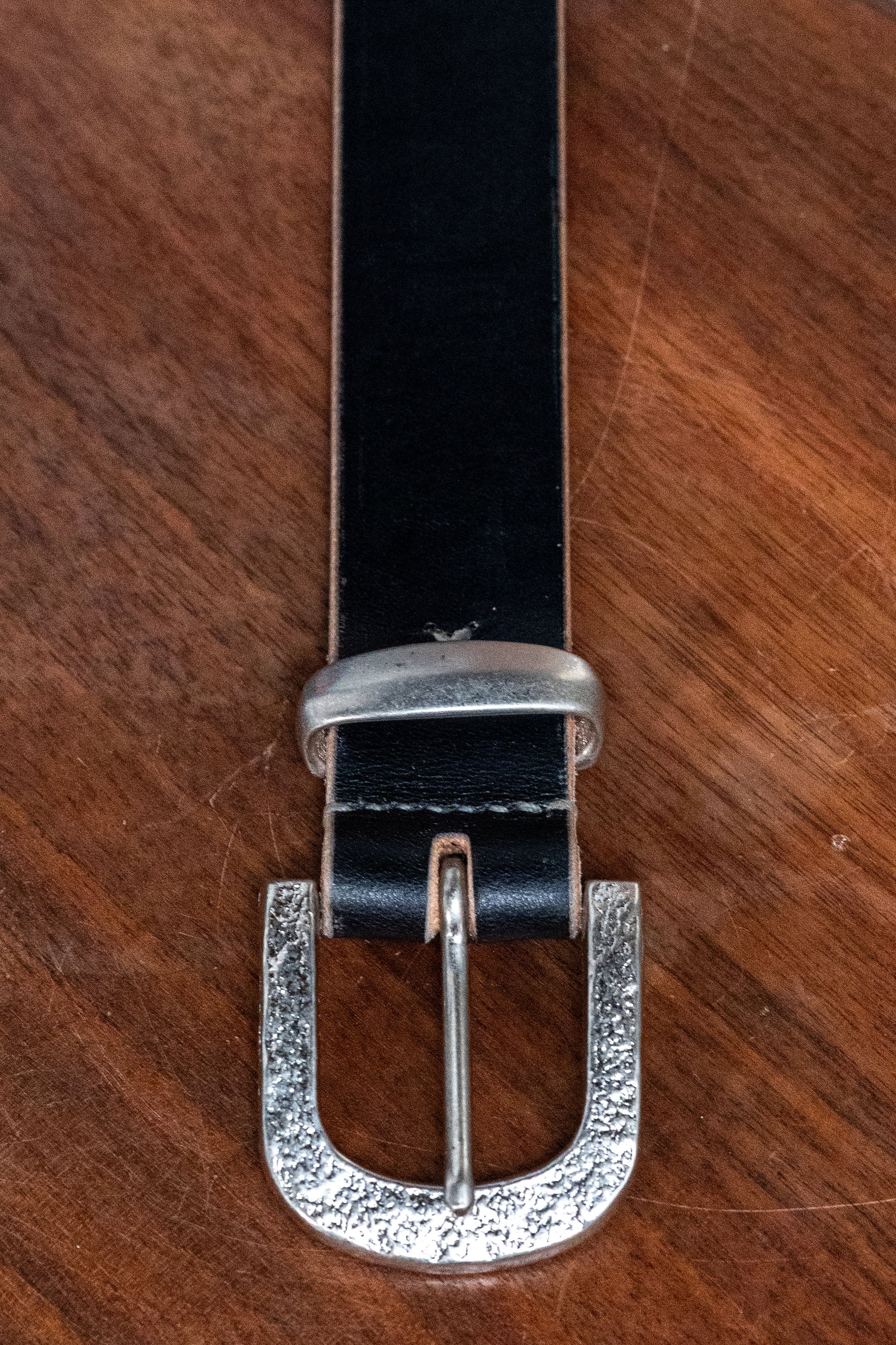 Hollows Leather Trail Belt - Black English Bridle Silver Buckle