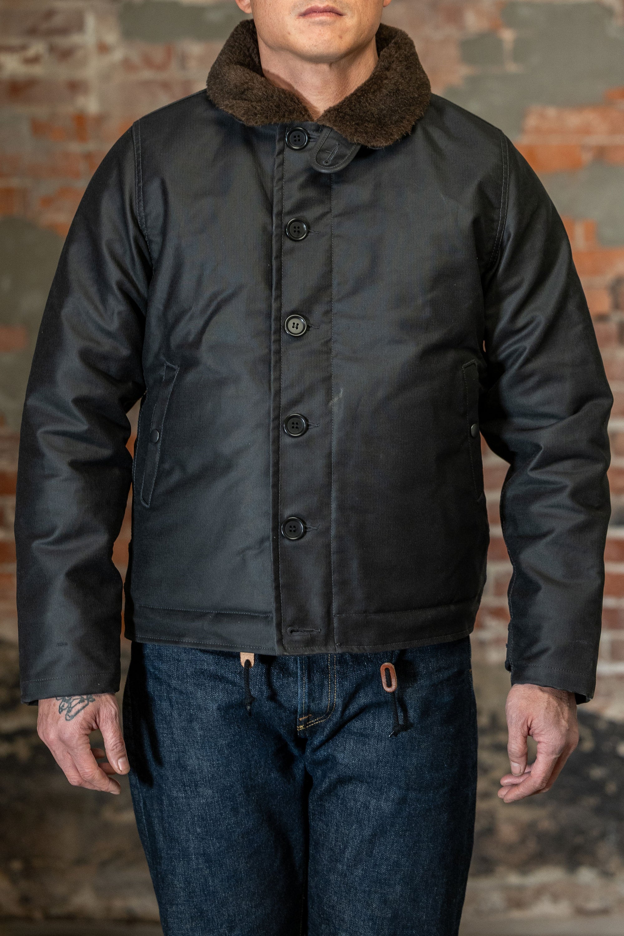 Iron Heart IHM-35-NAV Whipcord N1 Deck Jacket - Navy