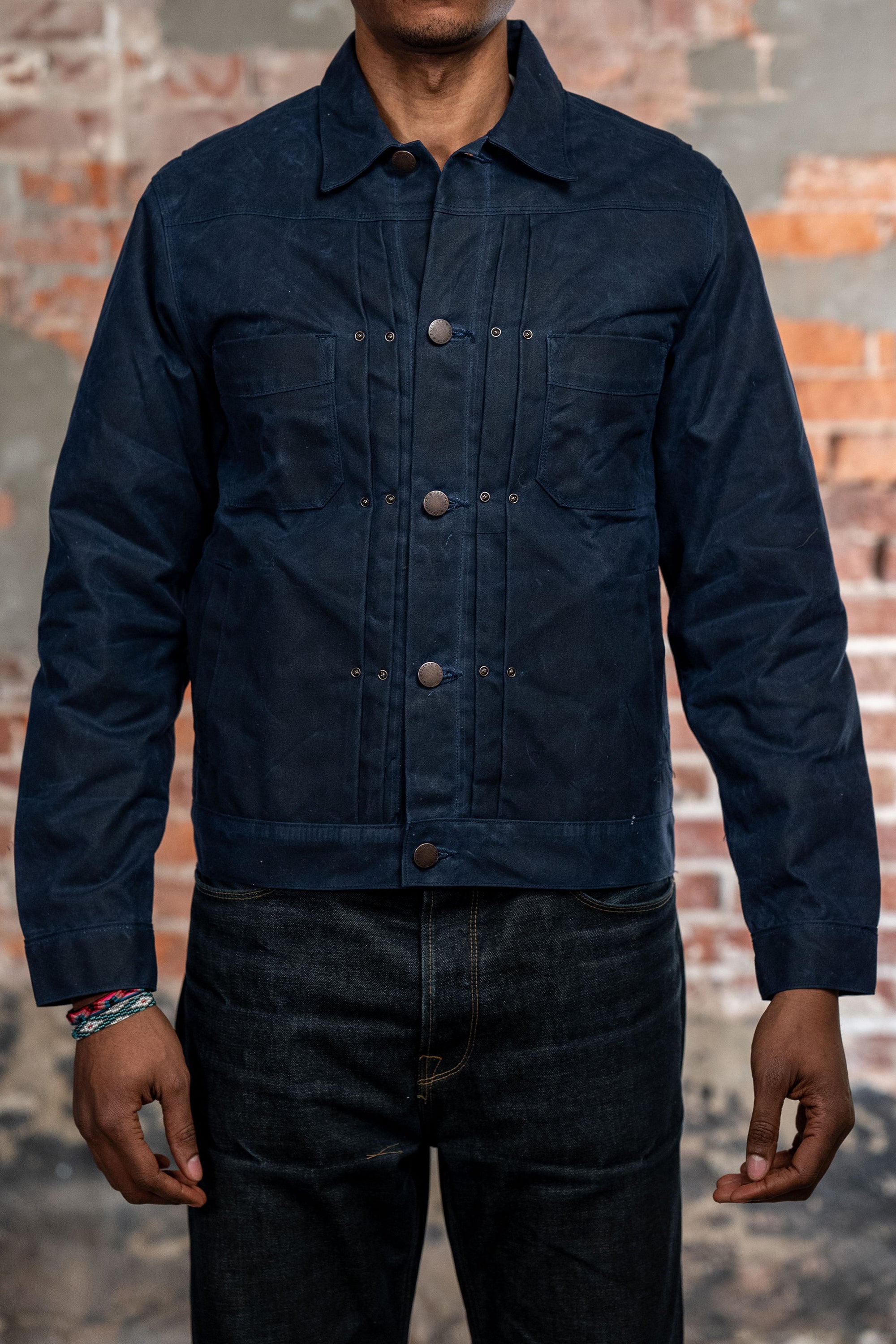 Freenote Cloth Waxed Riders Jacket - Navy