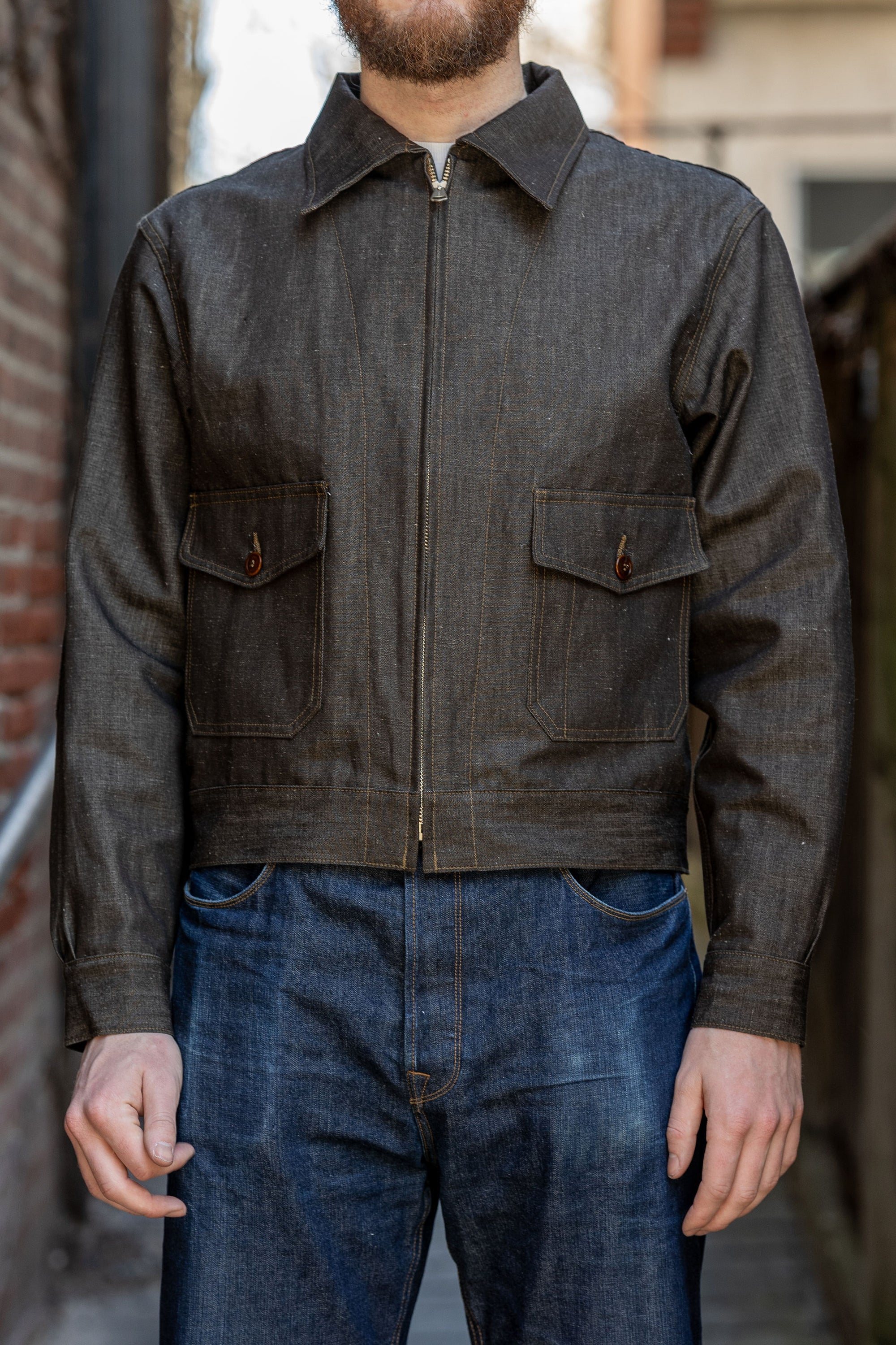 Mister Freedom “WILDCAT” Zip Jacket - NOS “Cacao” Chambray