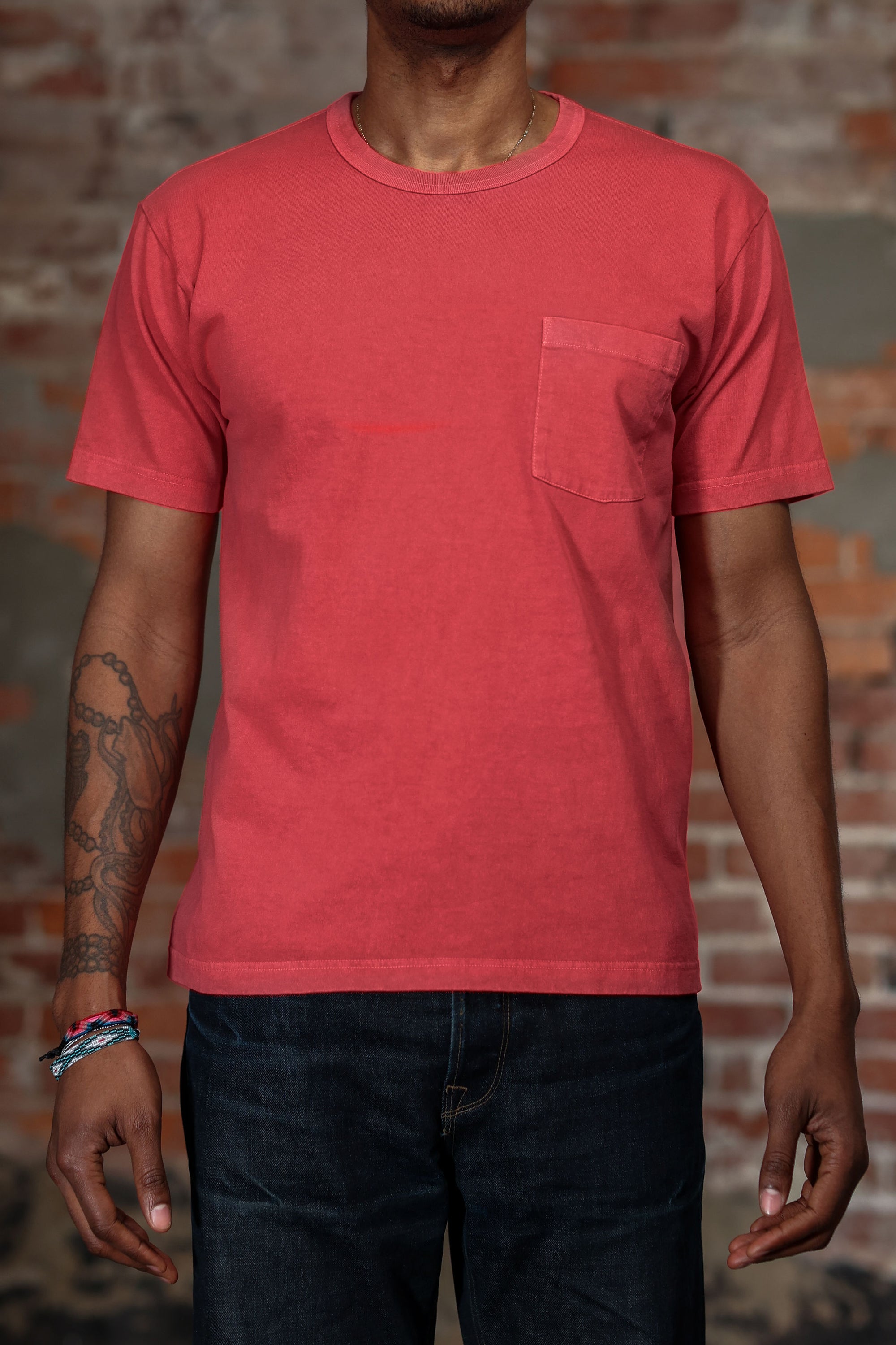 Whitesville WV79531 Pigment Dye Pocket T-Shirt - Red