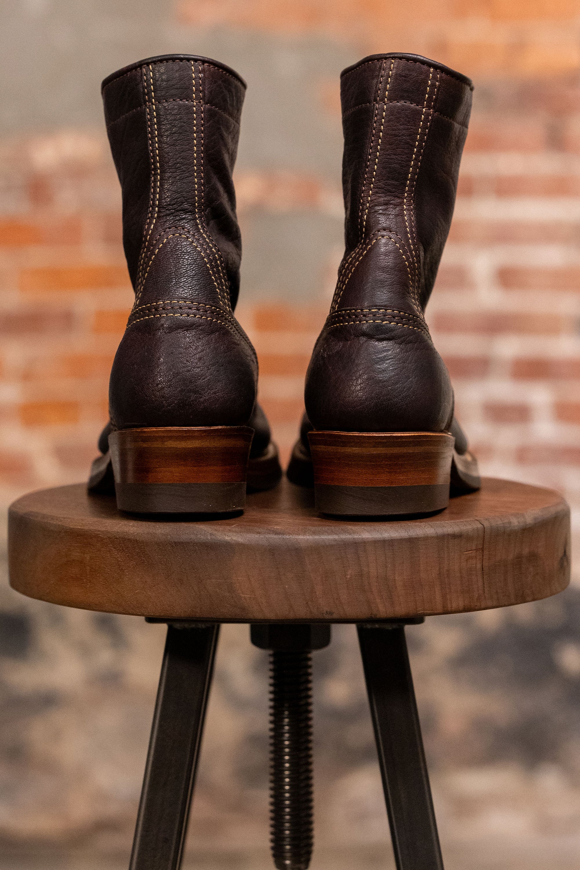 John Lofgren Donkey Puncher Boots - Burnt Dark Brown Ezo Shika Deerskin
