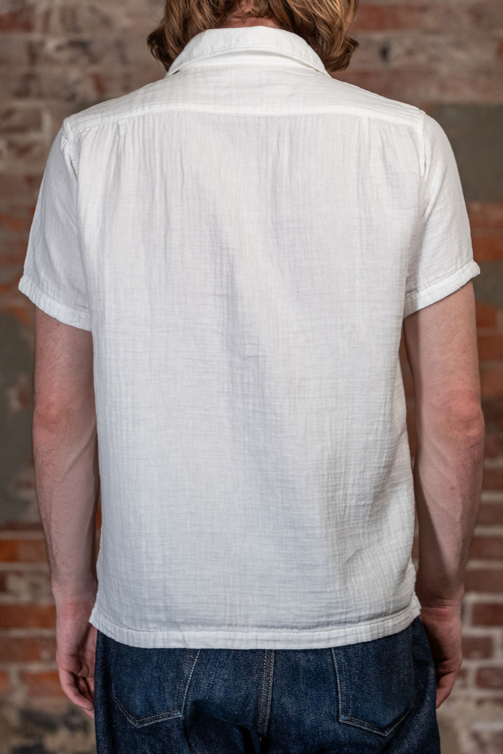UES Herringbone Double Gauze Short Sleeve Shirt - White
